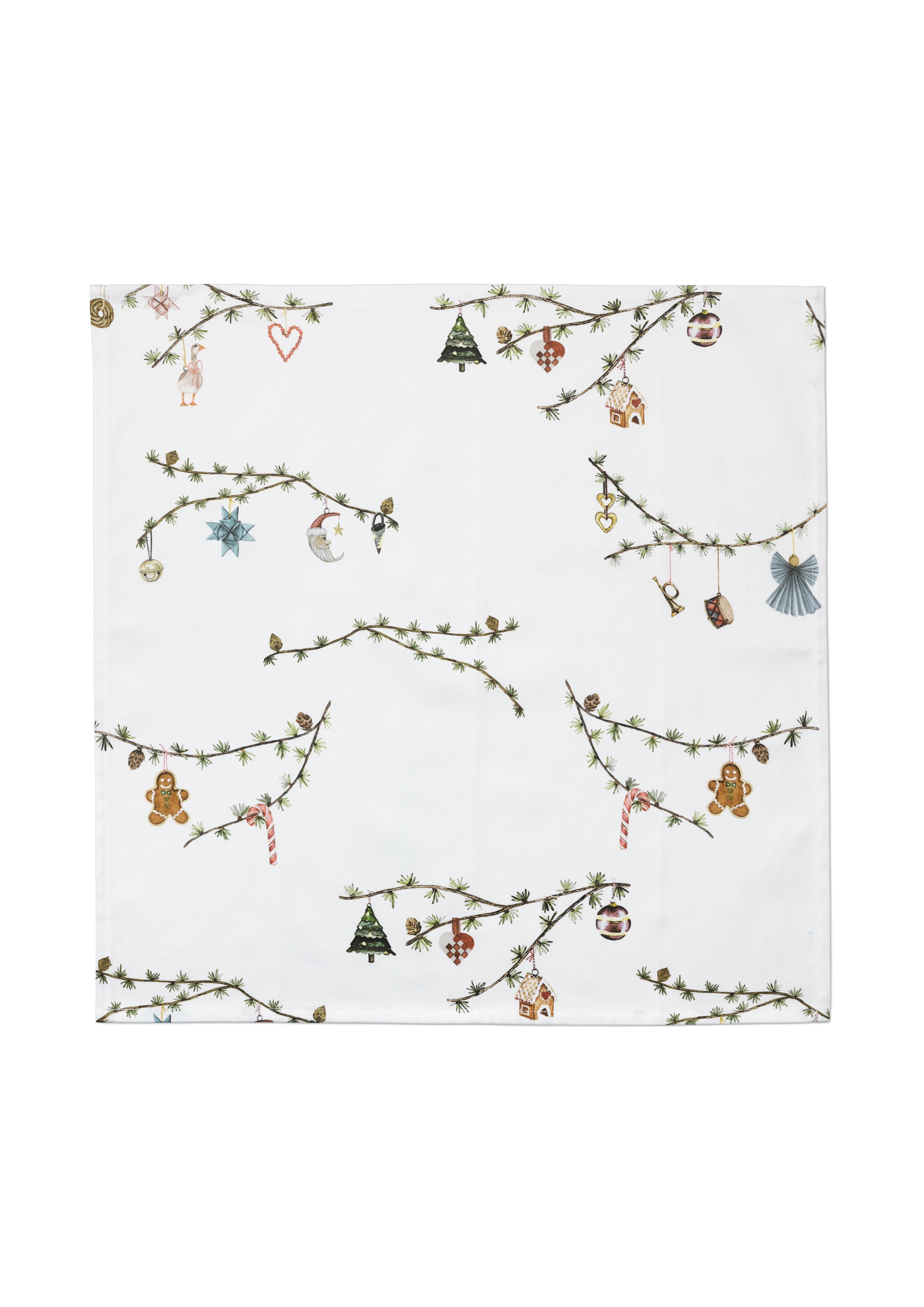 Napkin 45x45 cm 4 pcs. from Kähler  in White w. deco color, made of Cotton