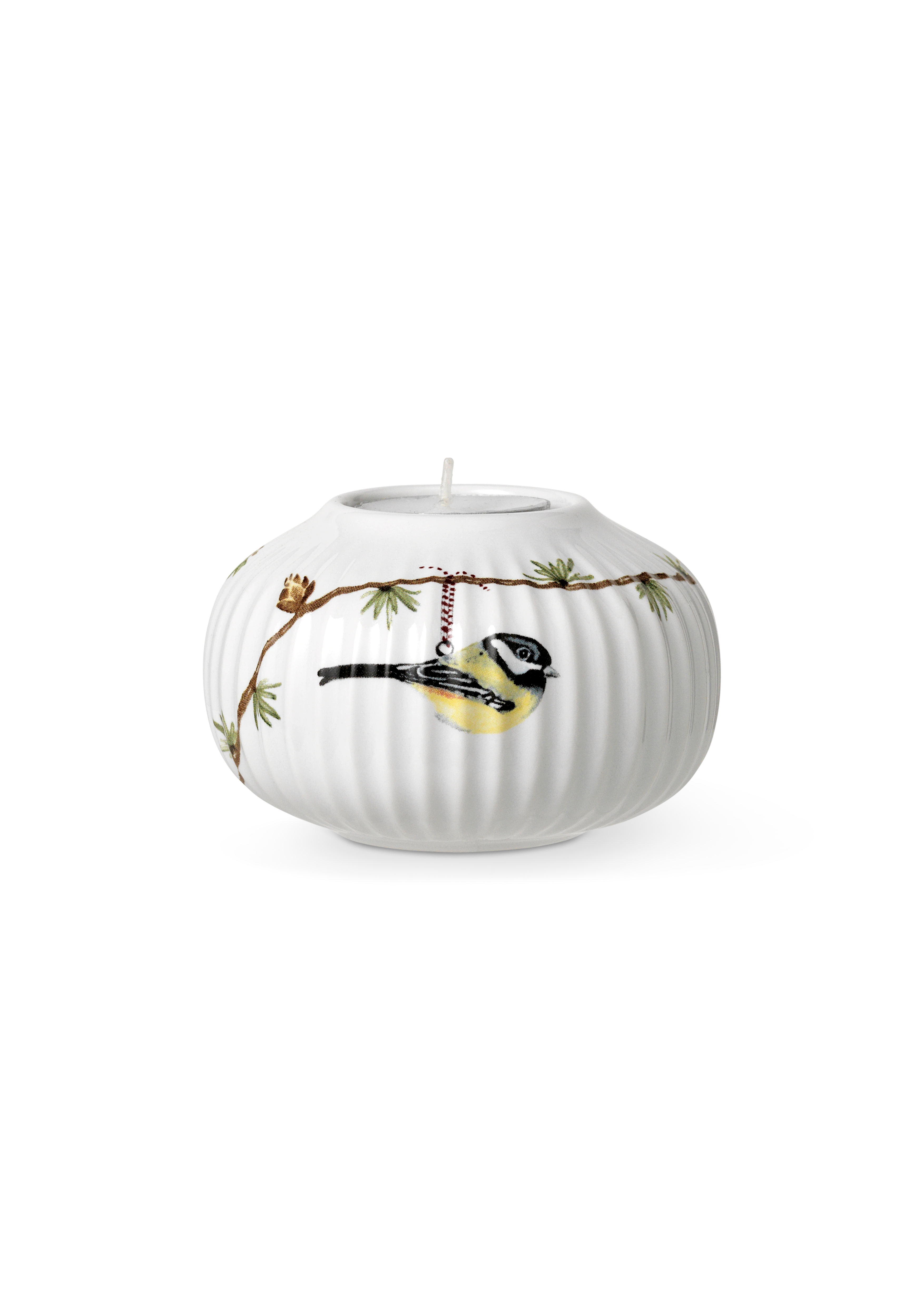 Tealight holder Ø10 cm from Kähler  in White w. deco color, made of Ceramics