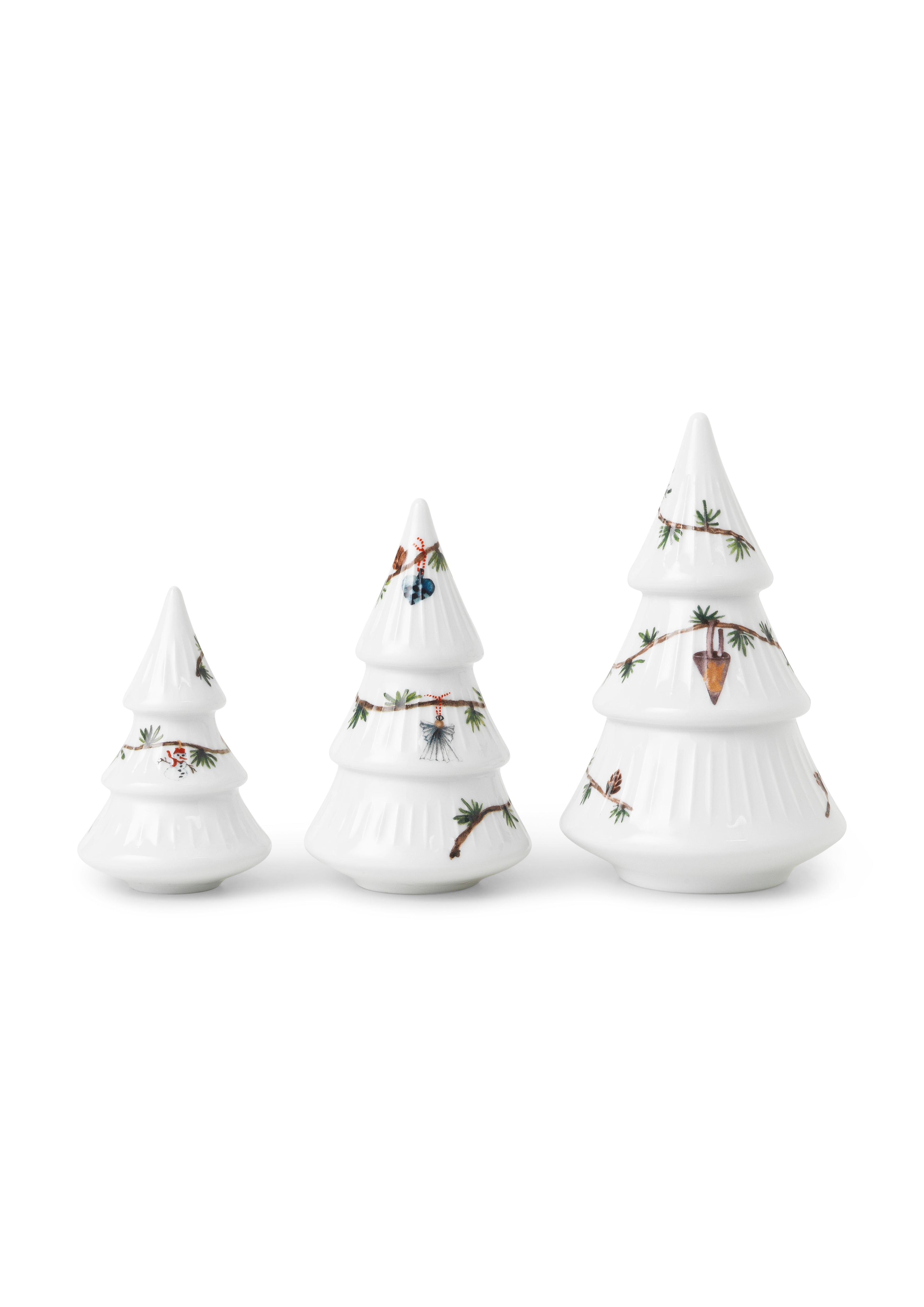 Set of Christmas trees 3 pcs. from Kähler  in White w. deco color, made of Ceramics