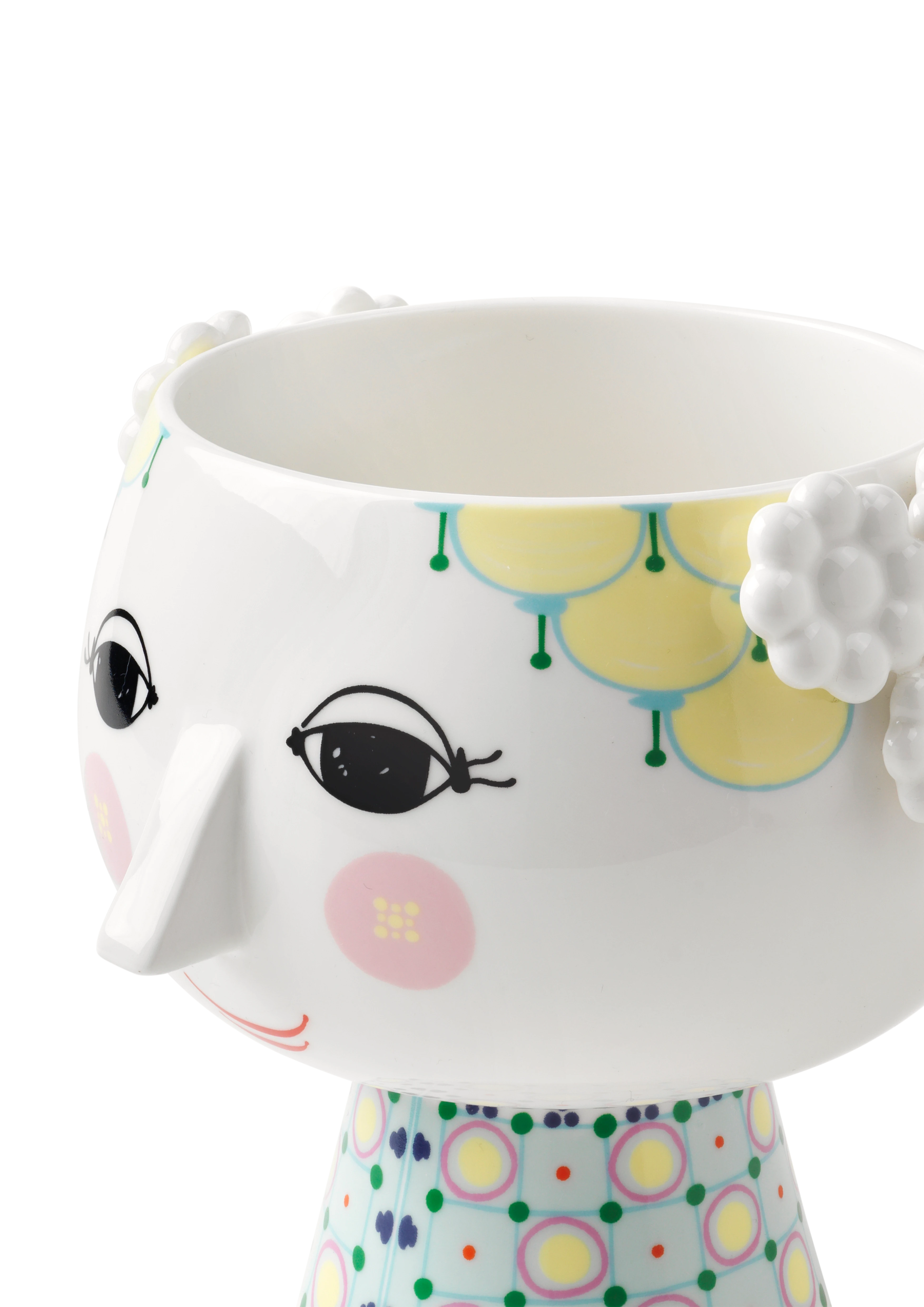 Blomkruka på fot Ø15.5 cm från Bjørn Wiinblad i färgen Gul, tillverkad av Keramik