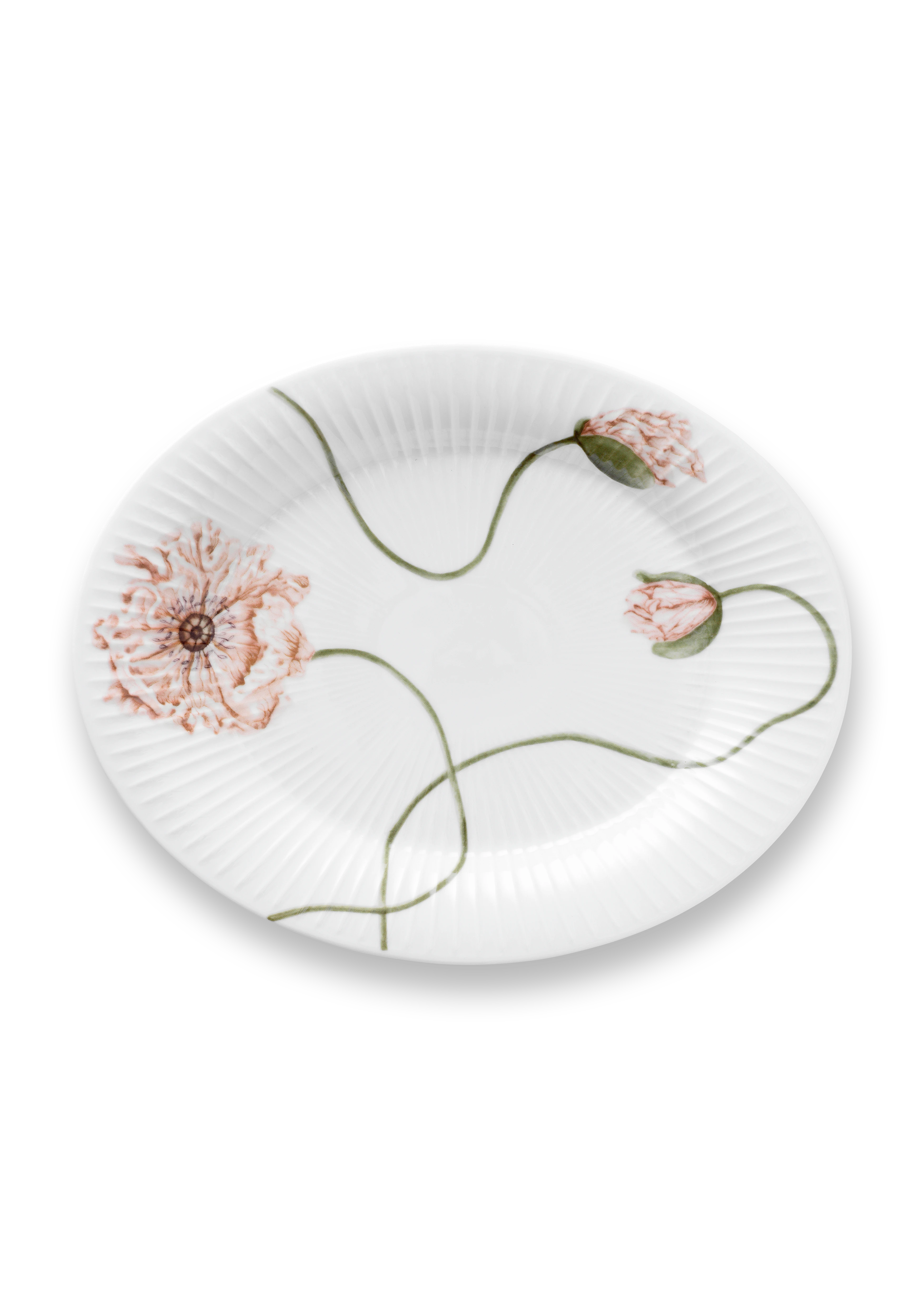 Oval dish 22.5x28.5 cm from Kähler  in White w. deco color, made of Ceramics