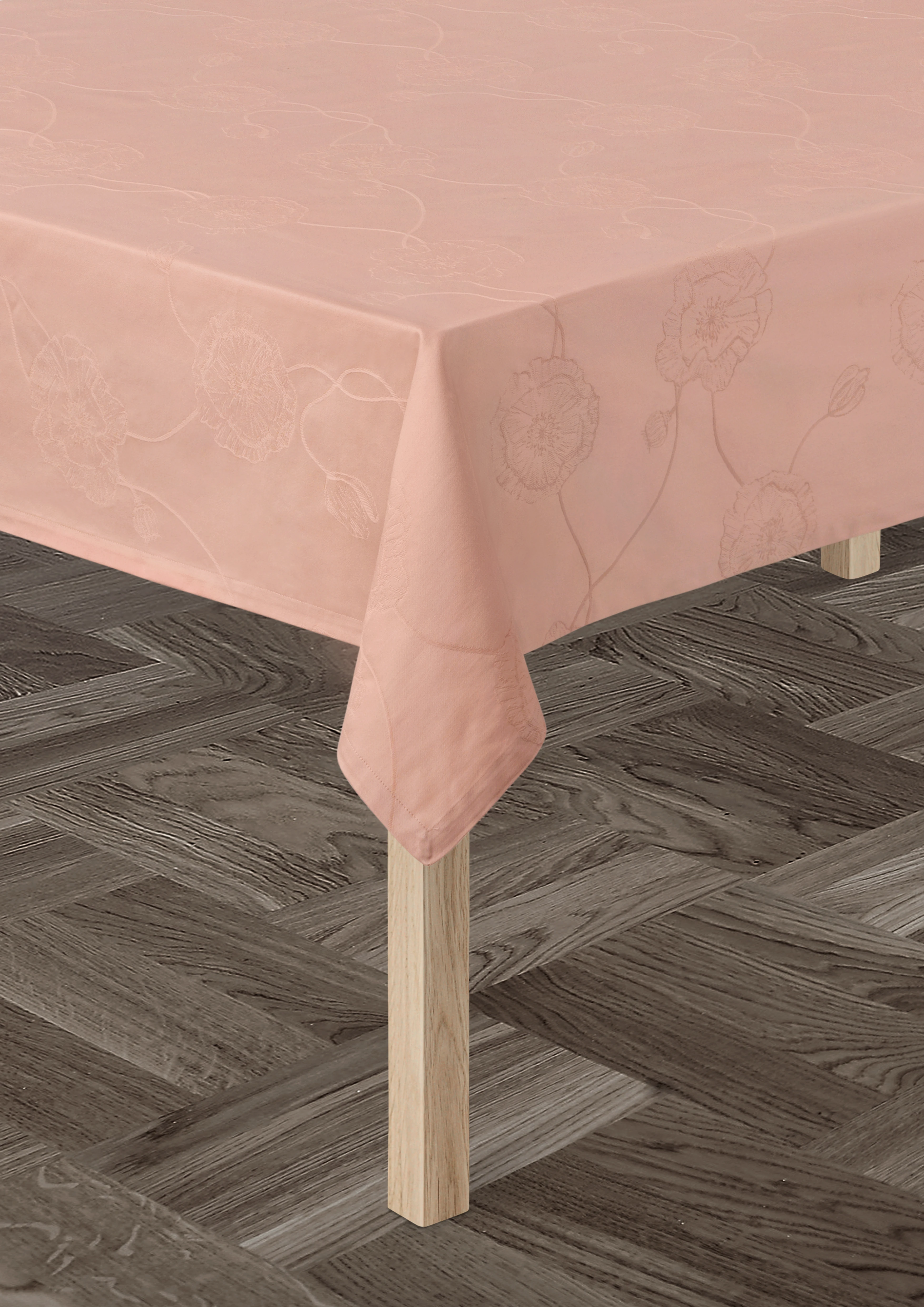 Damask tablecloth 150x320 cm from Kähler  in Nude color, made of Cotton