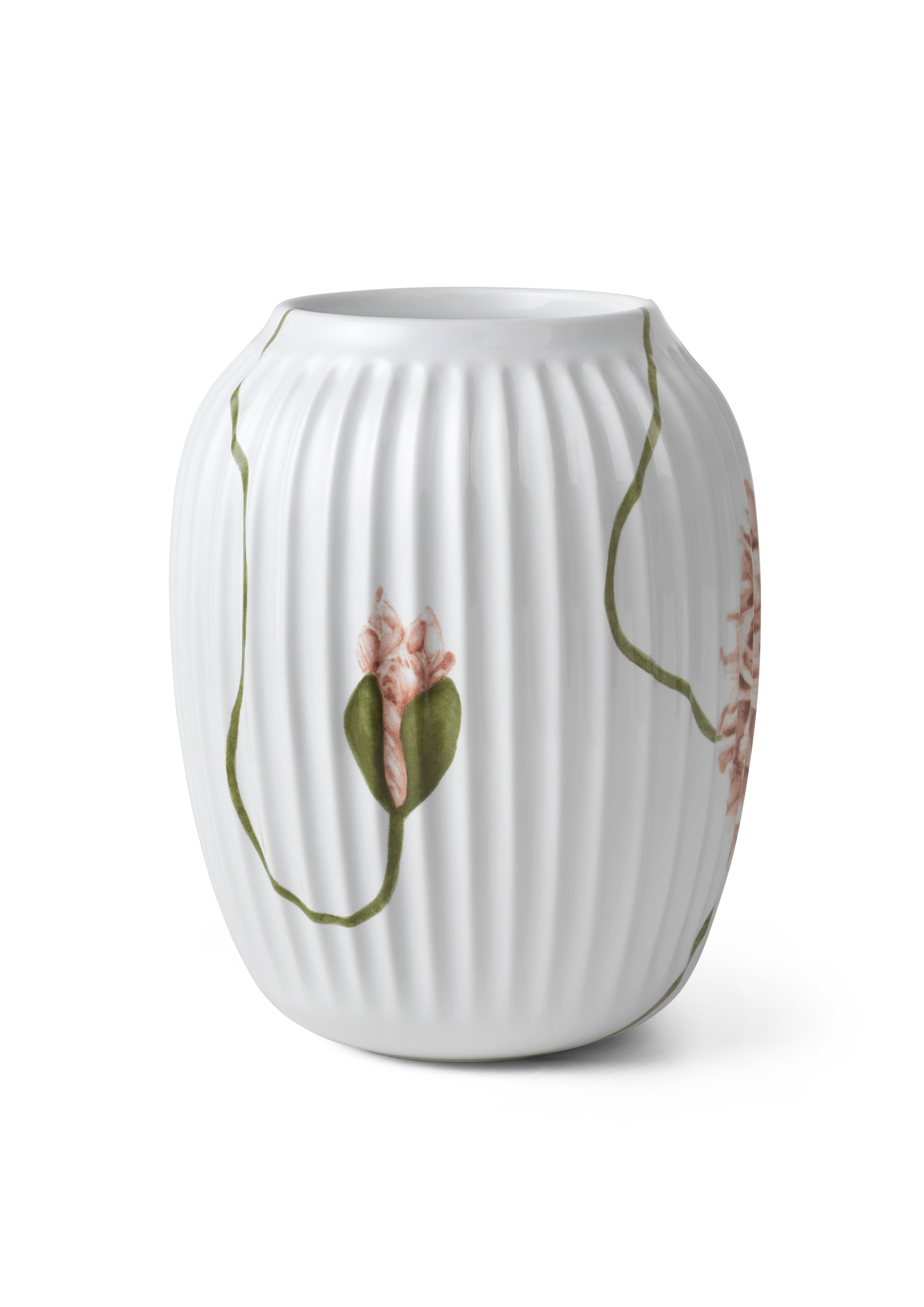 Vase H21 cm fra Kähler i farven Hvid m. deko, lavet af Keramik