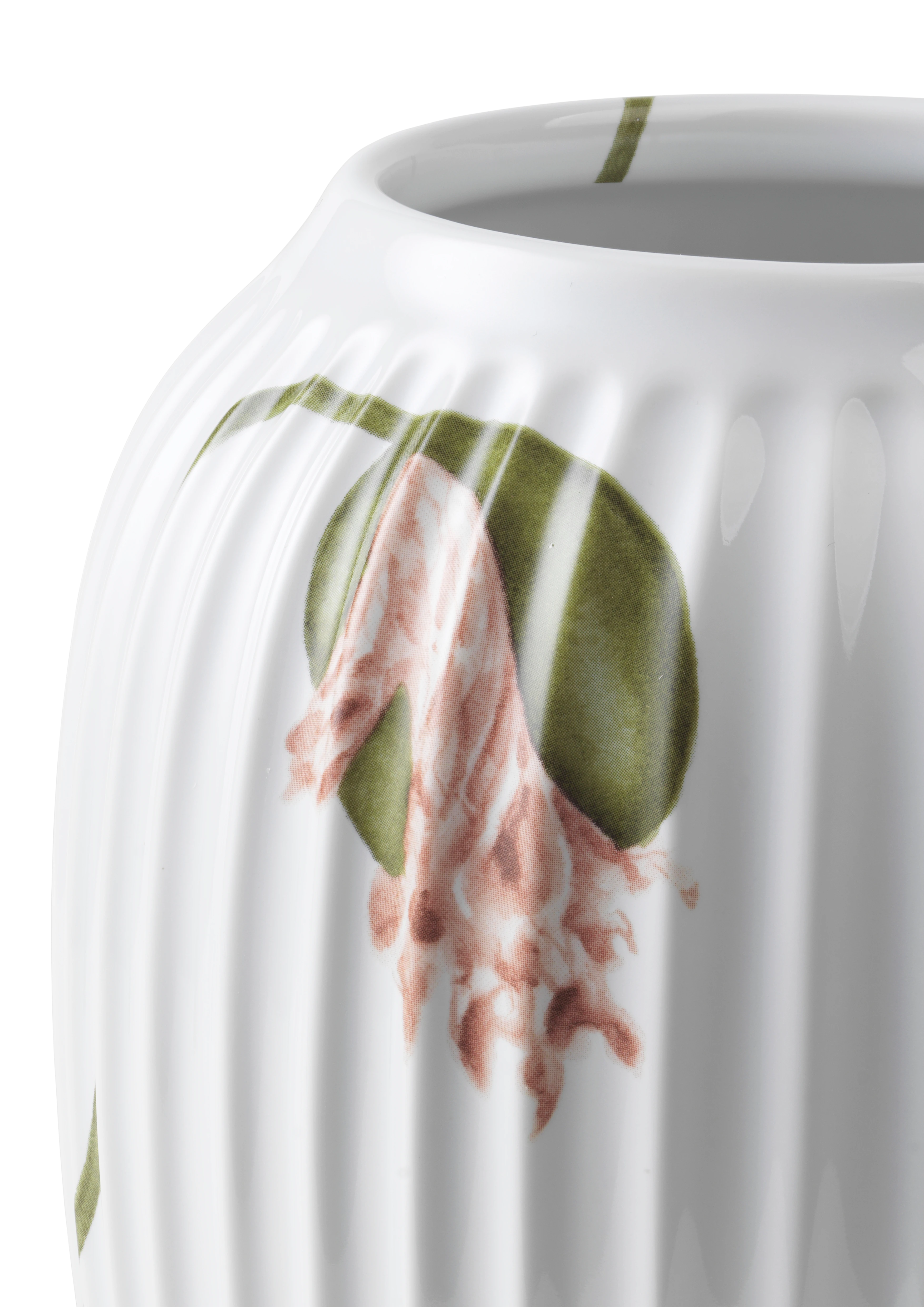 Vase H21 cm fra Kähler i fargen Hvit m. deko, laget av Keramikk