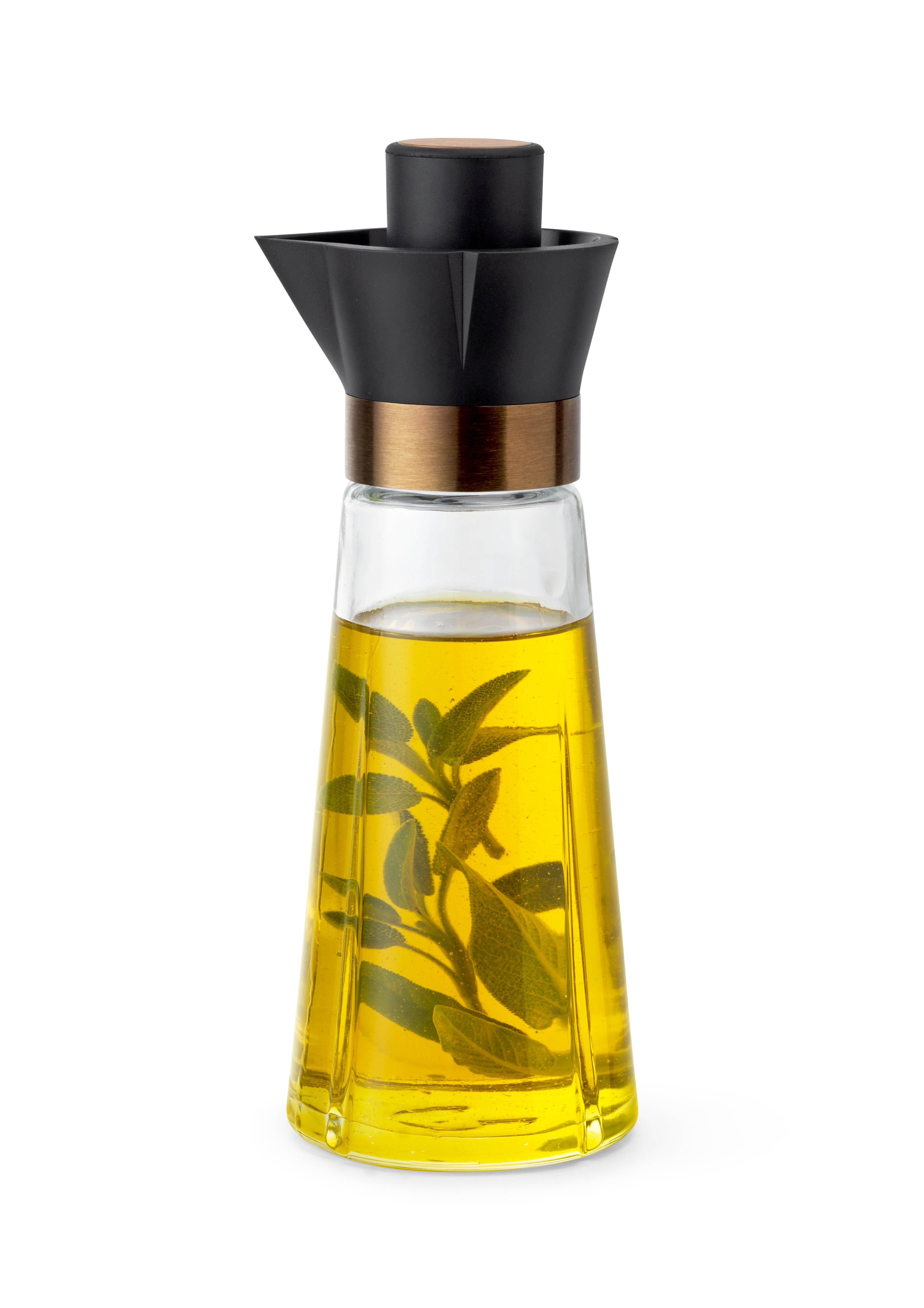 Öl- und Essigflasche H18.5 cm von Rosendahl in der Farbe Schwarz/Patinierter Stahl, hergestellt aus Glas