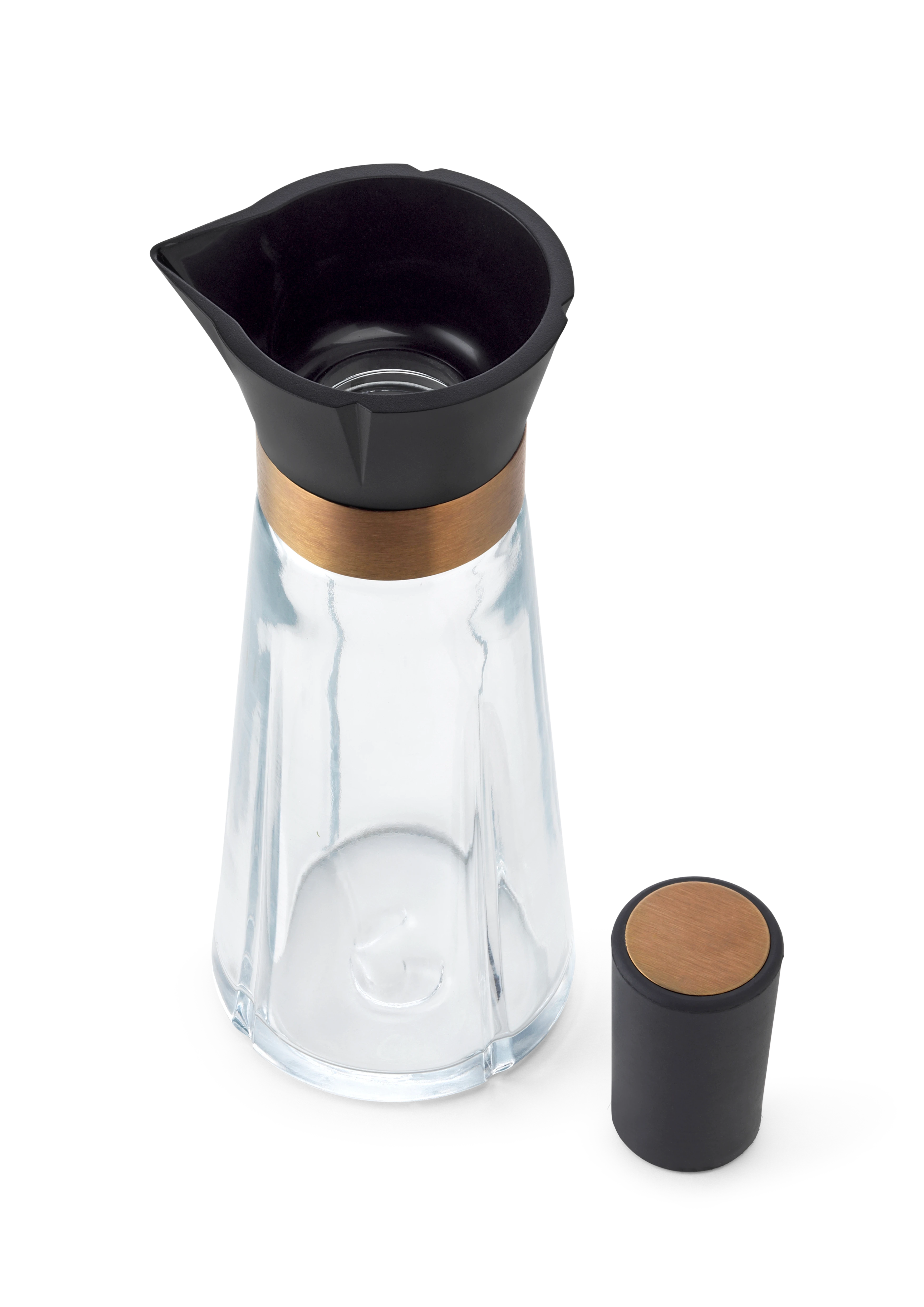 Öl- und Essigflasche H18.5 cm von Rosendahl in der Farbe Schwarz/Patinierter Stahl, hergestellt aus Glas