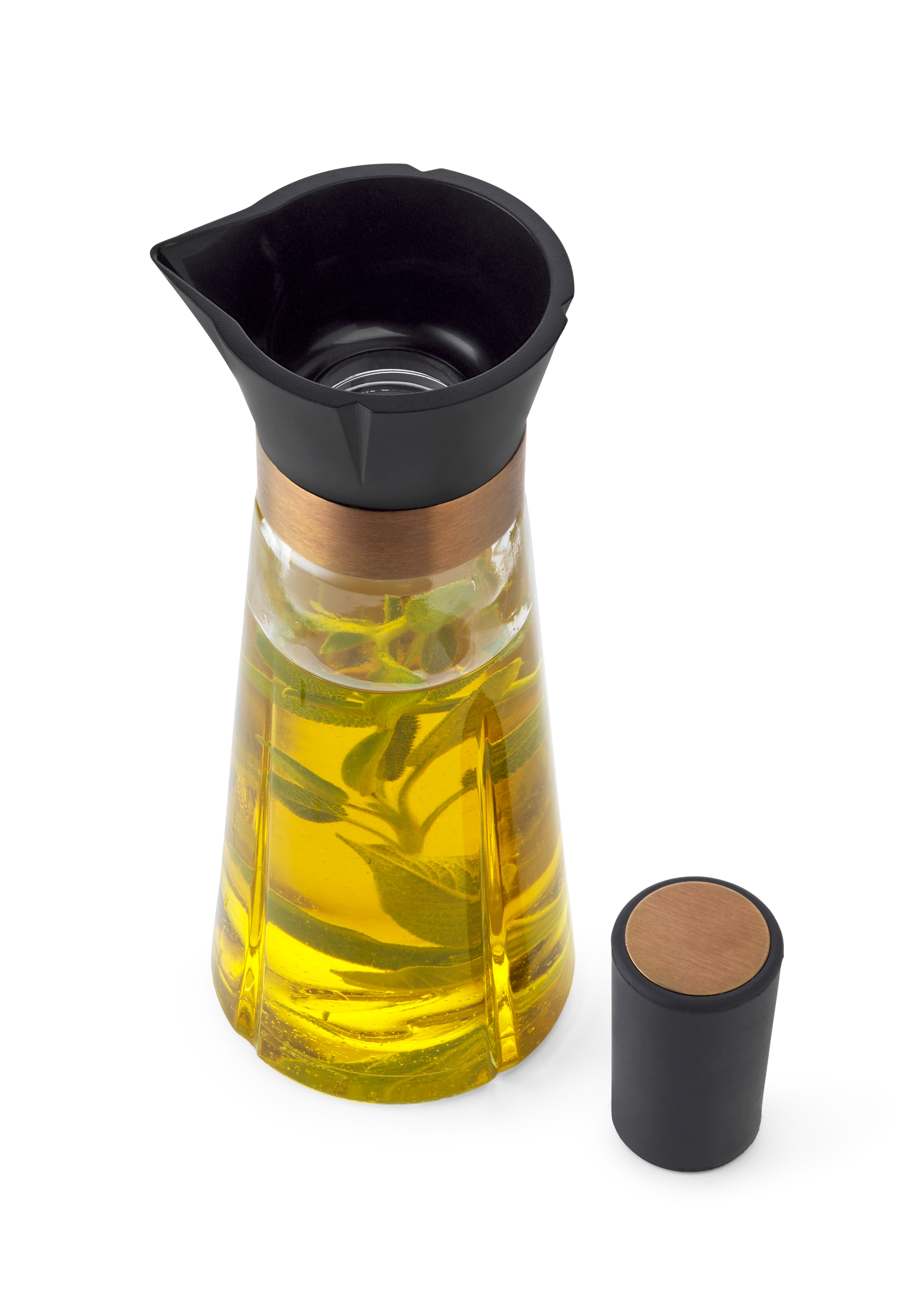 Öl- und Essigflasche H18.5 cm von Rosendahl in der Farbe Schwarz/Patinierter Stahl, hergestellt aus Glas