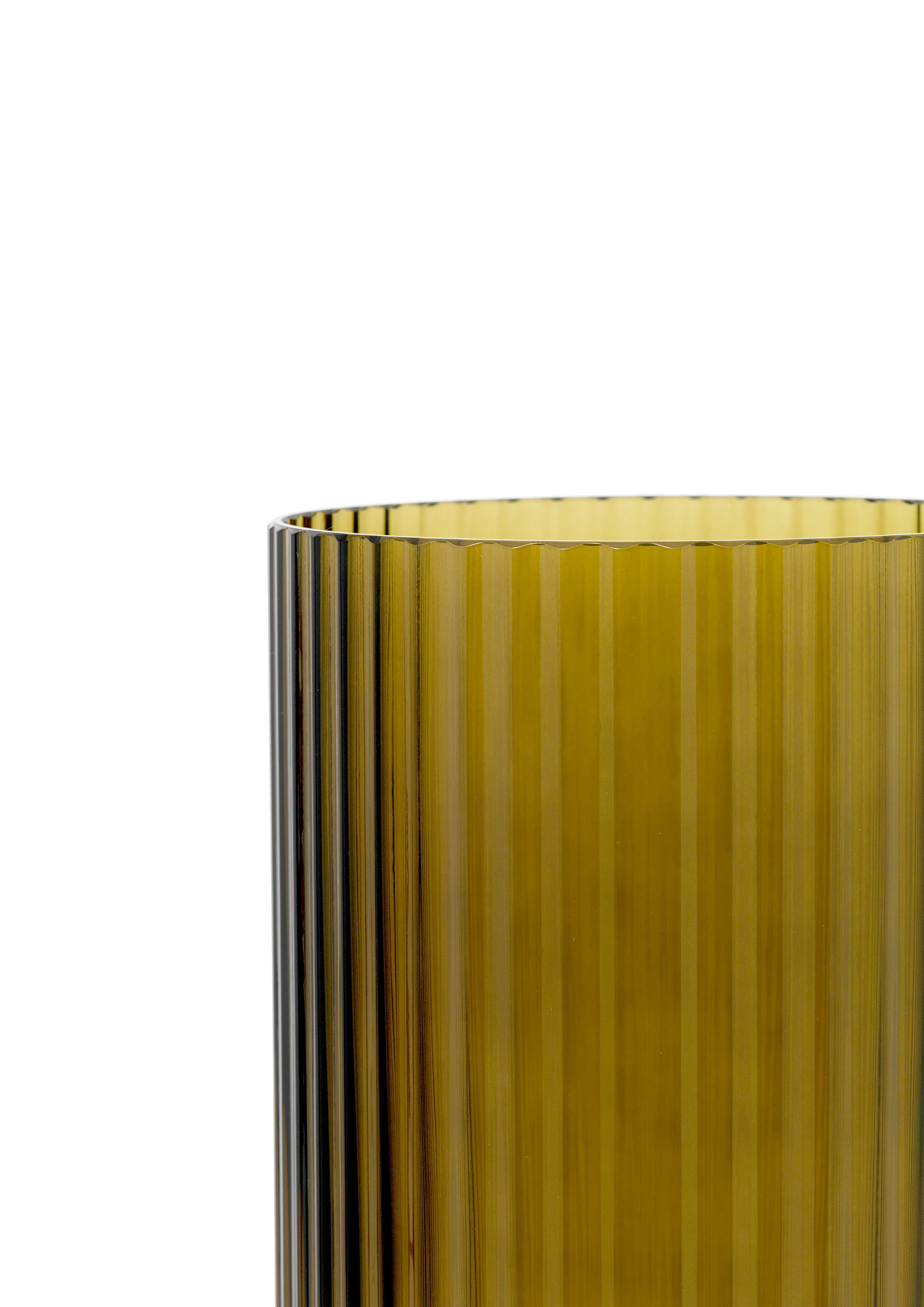 Vase H25 cm von Lyngby Porcelæn in der Farbe Olivgrün, hergestellt aus Glas