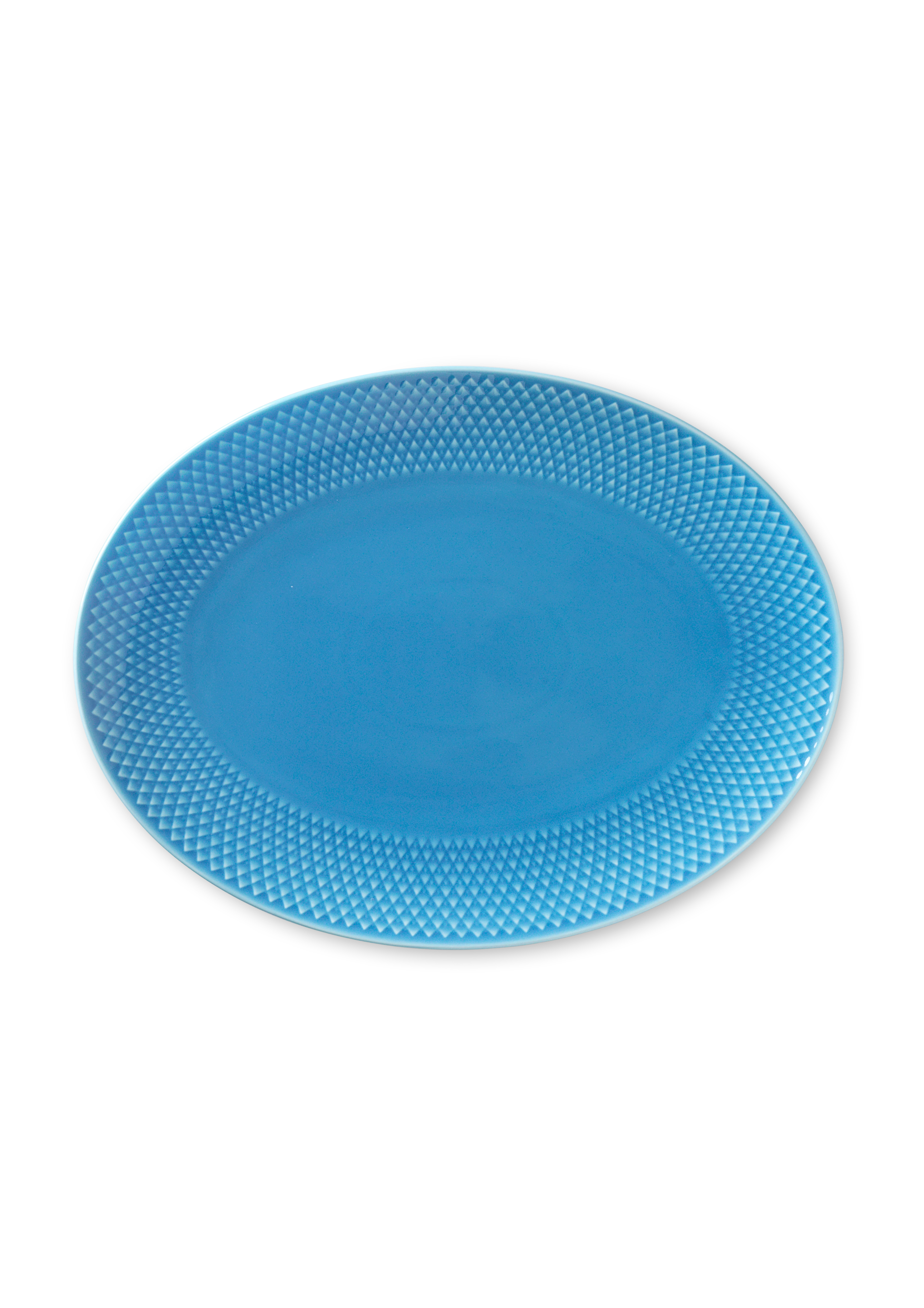 Oval serving dish 28.5x21.5 cm from Lyngby Porcelæn in Blue color, made of Ceramics