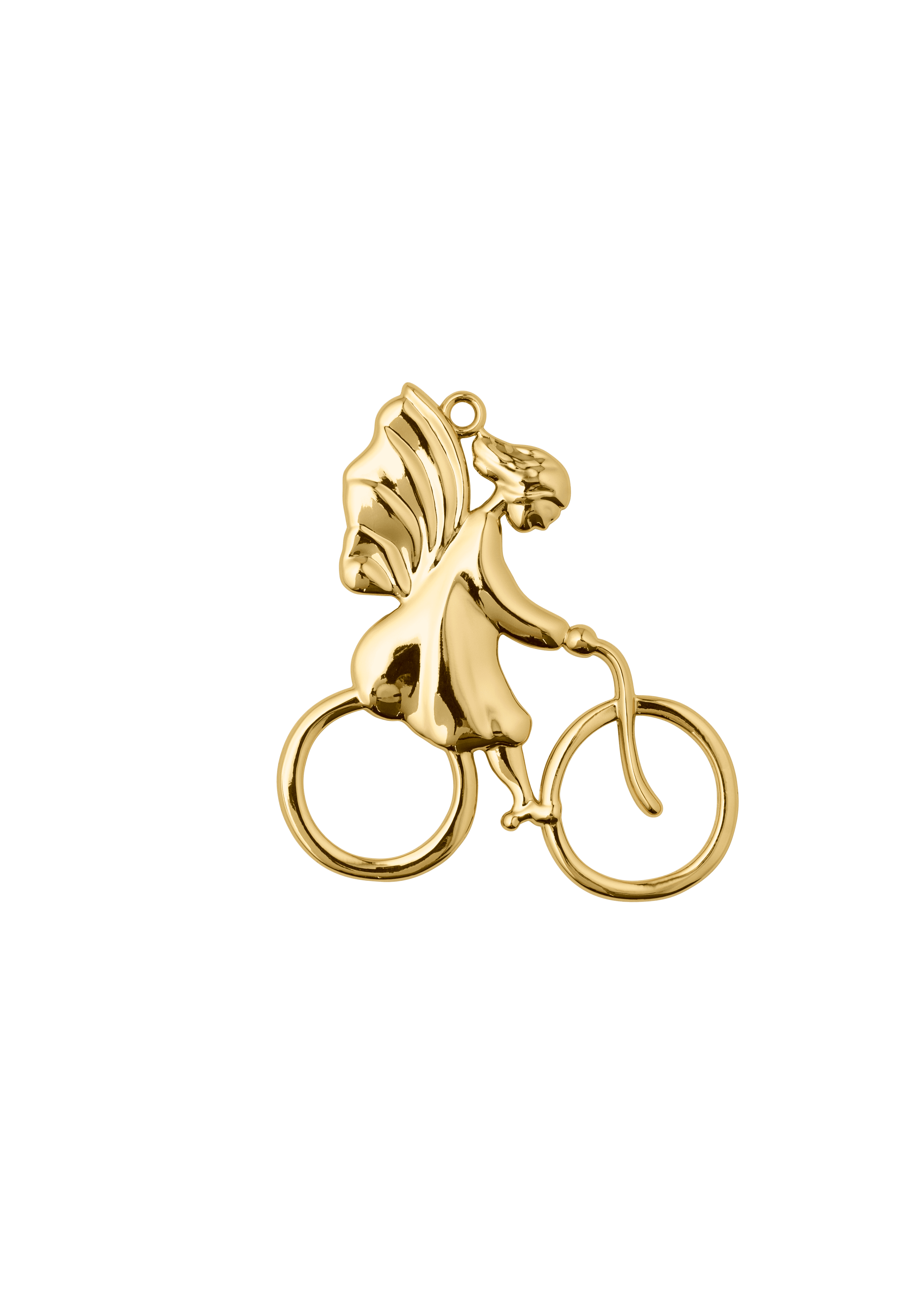 Julängel på cykel H 7 cm förgylld i guld H7