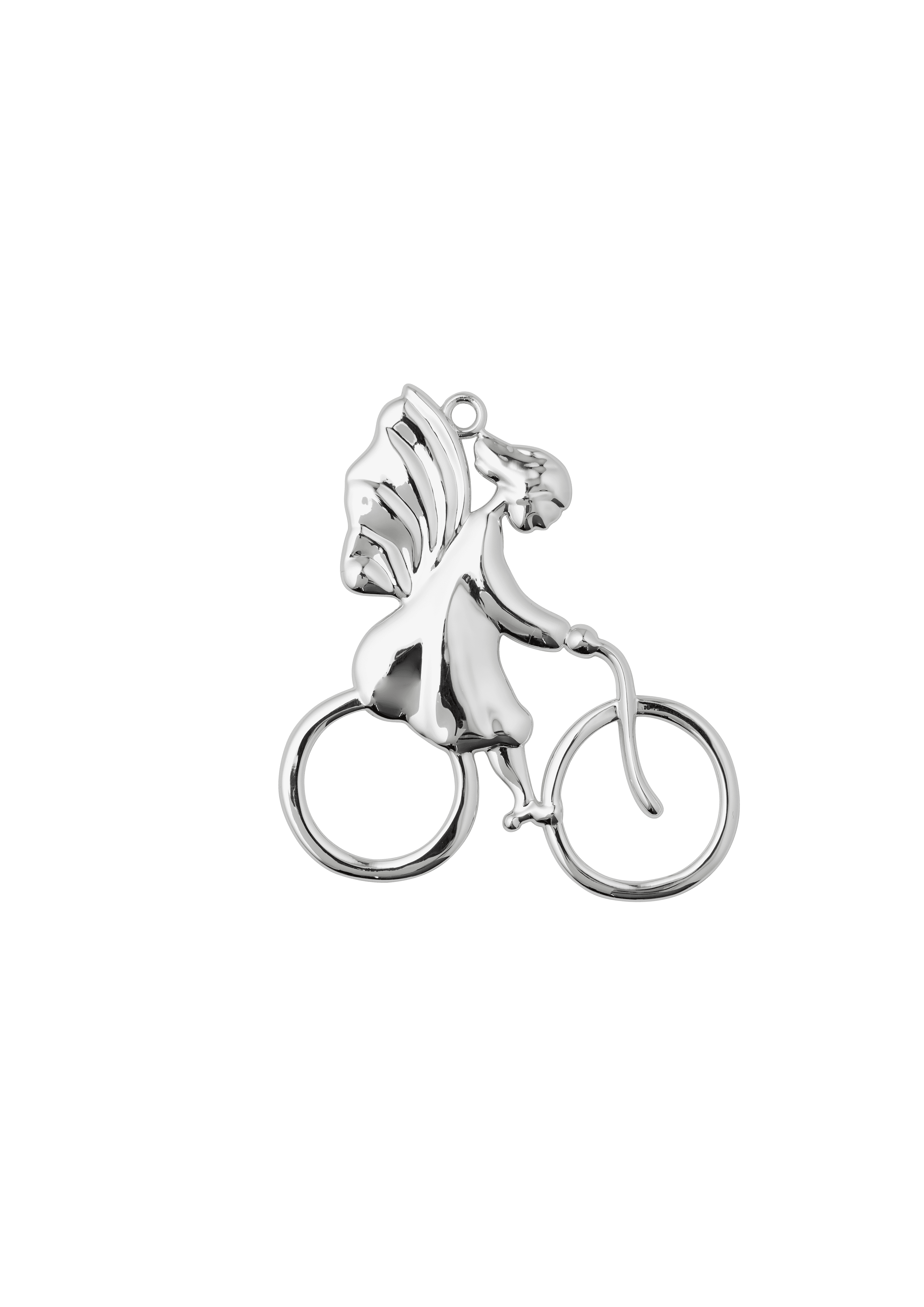 Julängel på cykel H 7 cm förgylld i silver H7