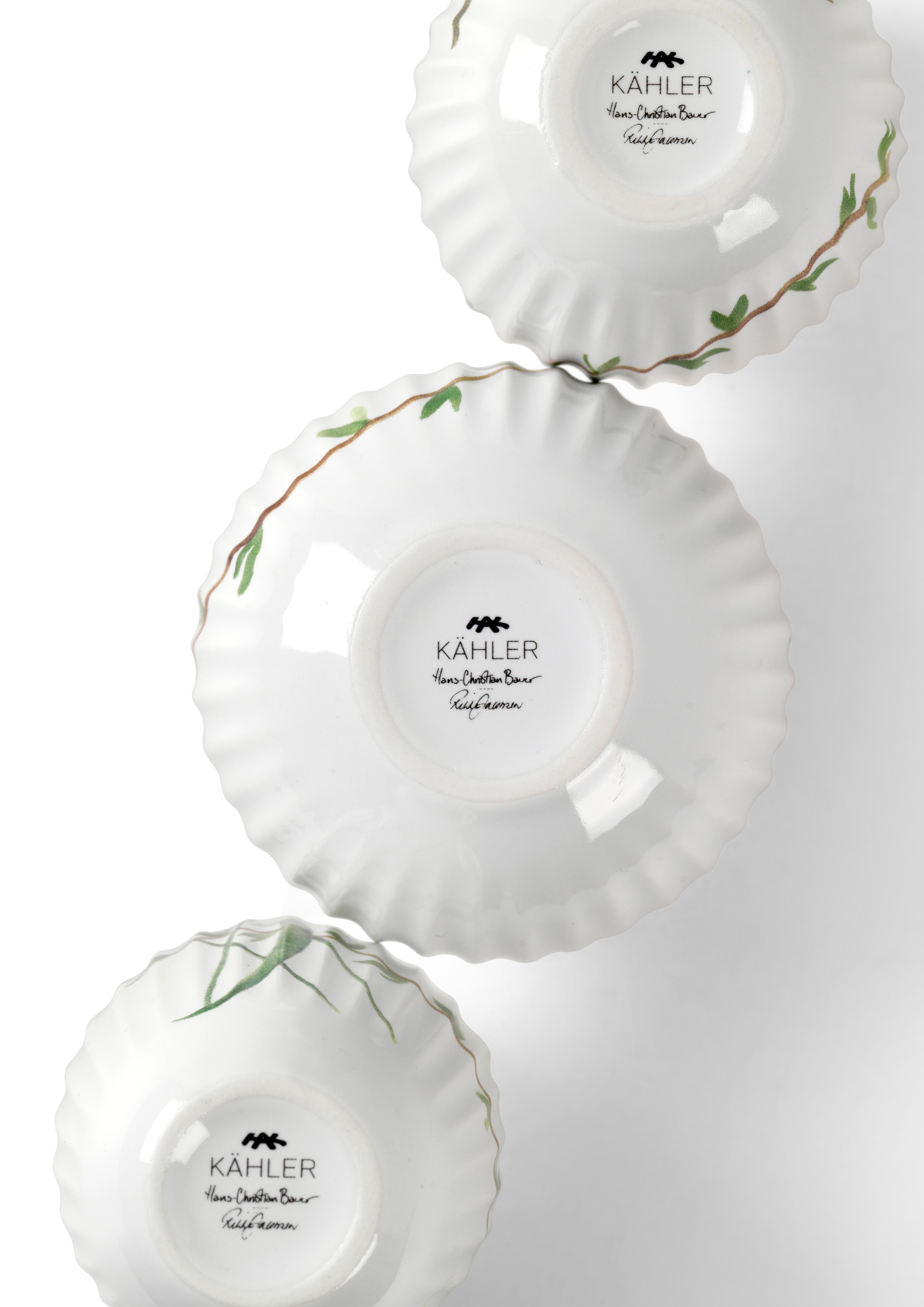 Vase miniature 3 stk. fra Kähler i farven Hvid m. deko, lavet af Keramik