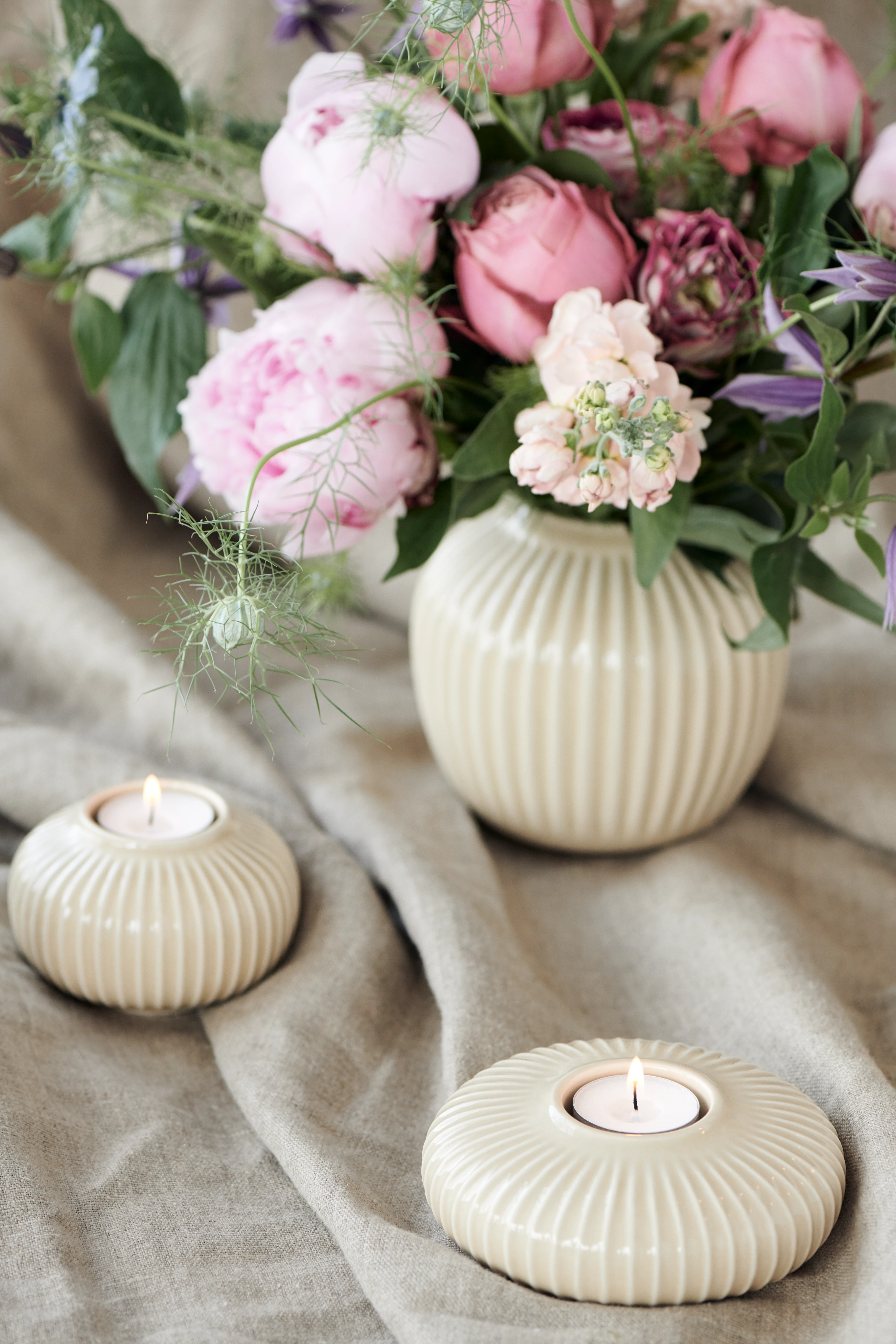 Telyslykt Ø13 cm fra Kähler i fargen Bjørk, laget av Keramikk