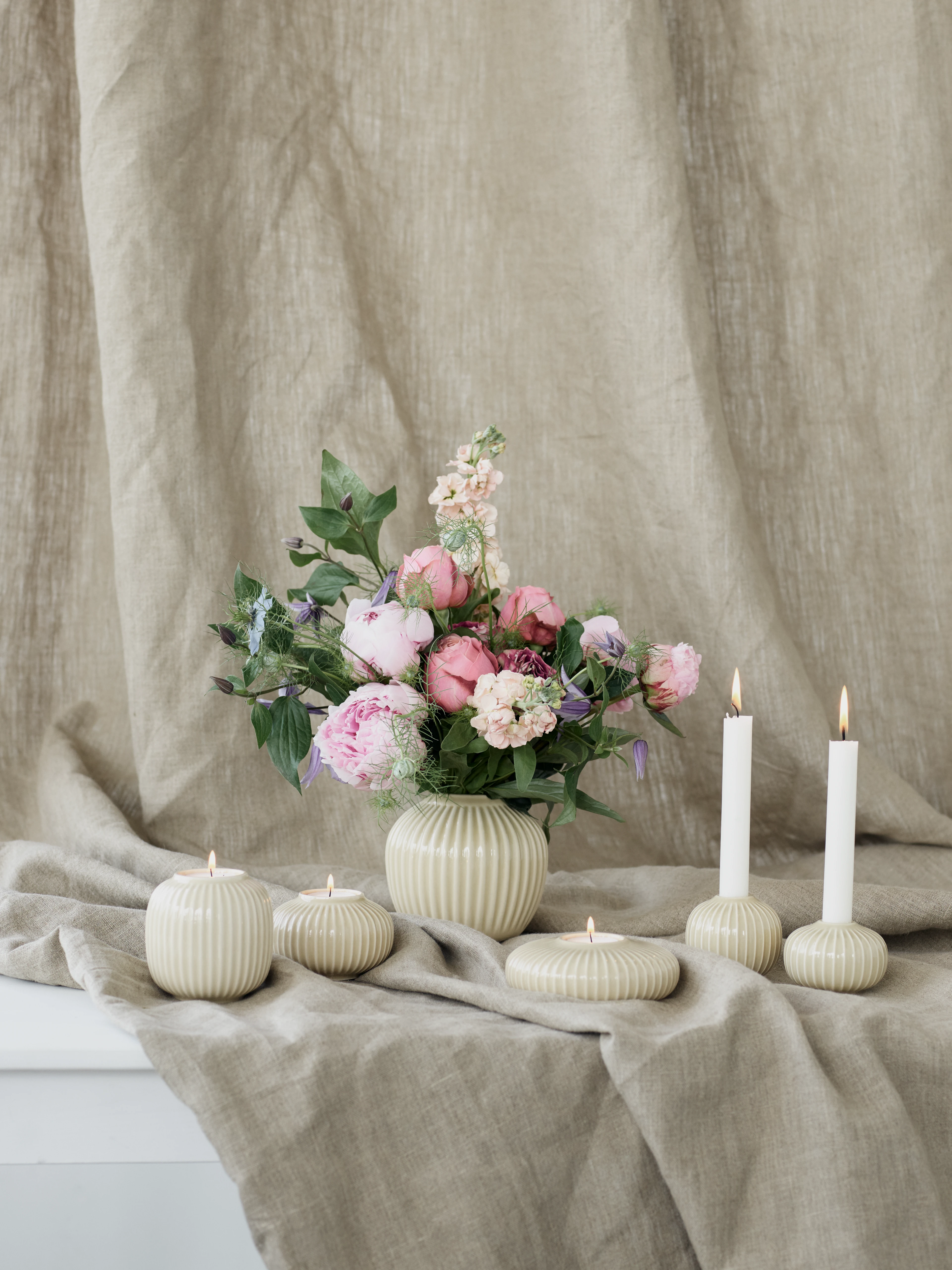 Telyslykt Ø10 cm fra Kähler i fargen Bjørk, laget av Keramikk