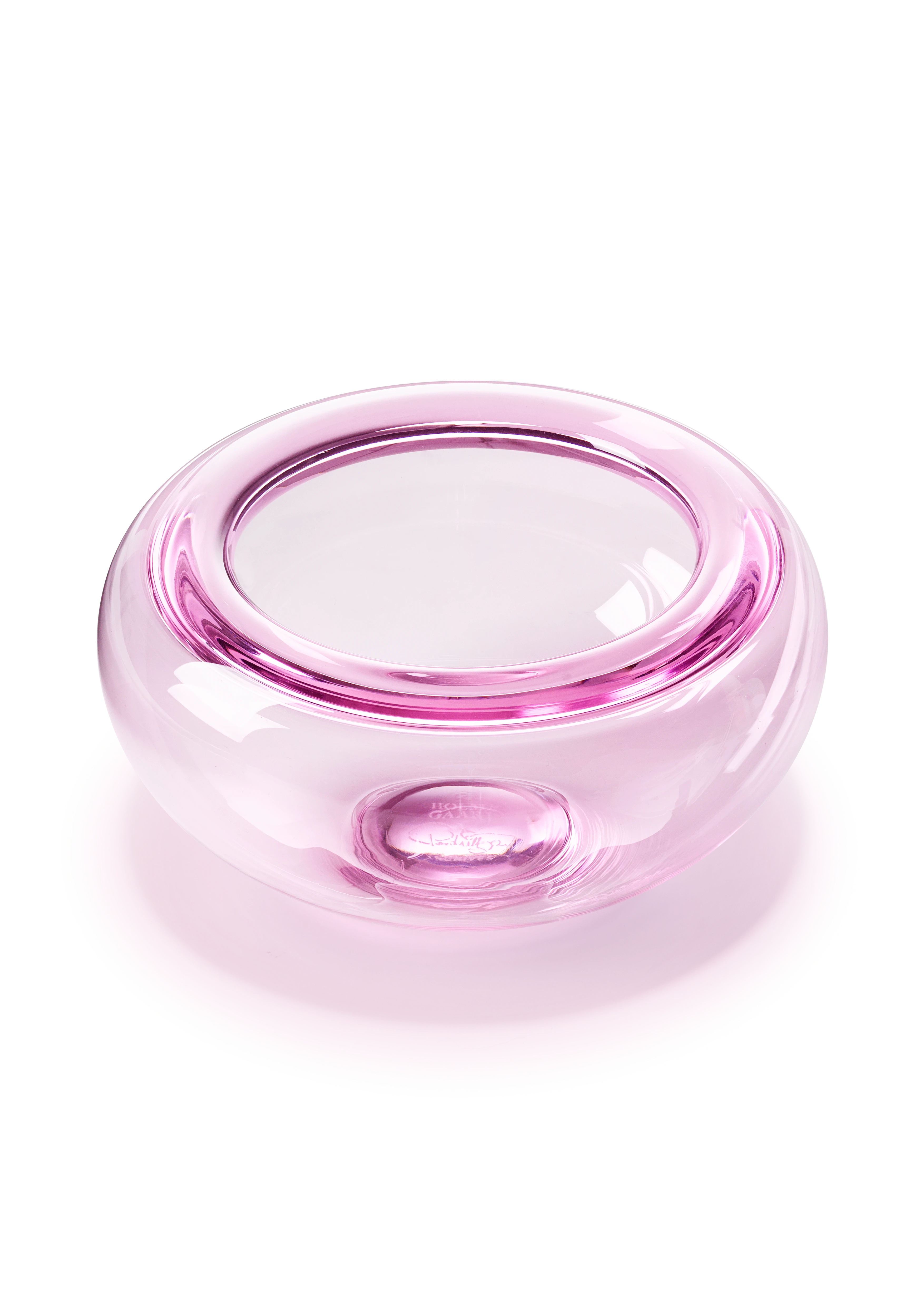 Skål Ø19 cm fra Holmegaard i farven Rosa, lavet af Glas