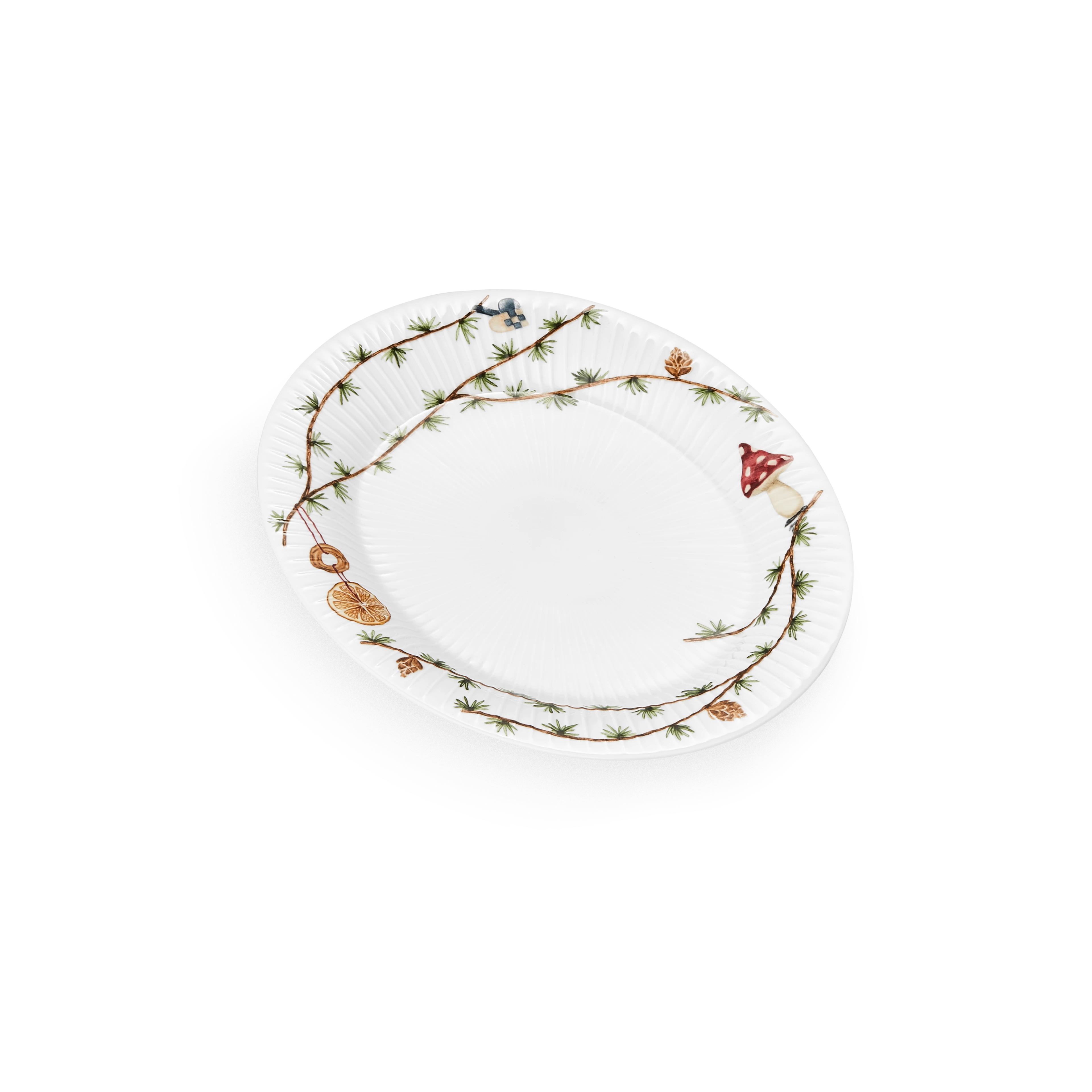 Oval dish 28.5x22.5 cm from Kähler  in White w. deco color, made of Ceramics