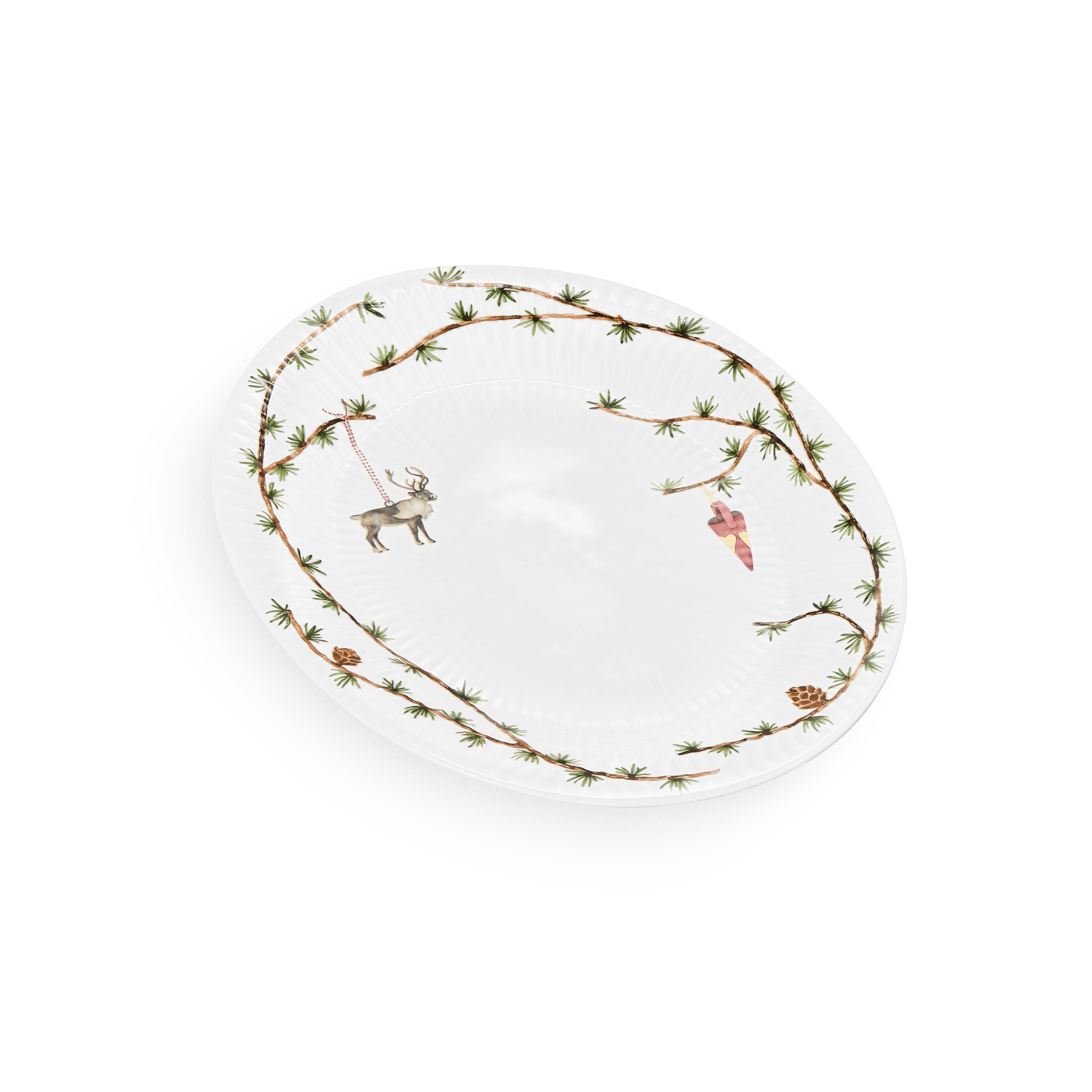 Oval bord skål 34x27 cm fra Kähler i fargen Hvit m. deko, laget av Keramikk