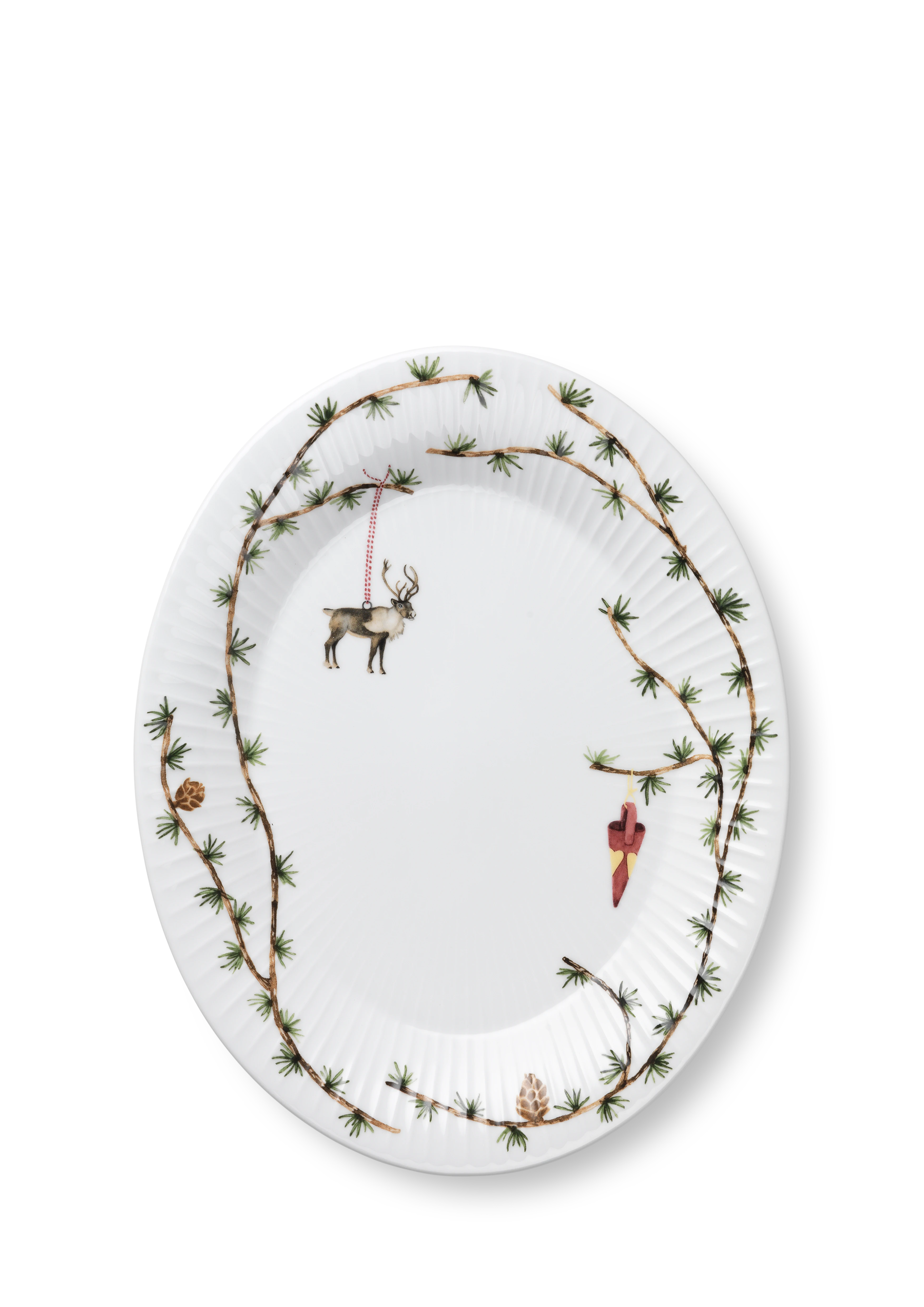 Oval dish 34x27 cm from Kähler  in White w. deco color, made of Ceramics