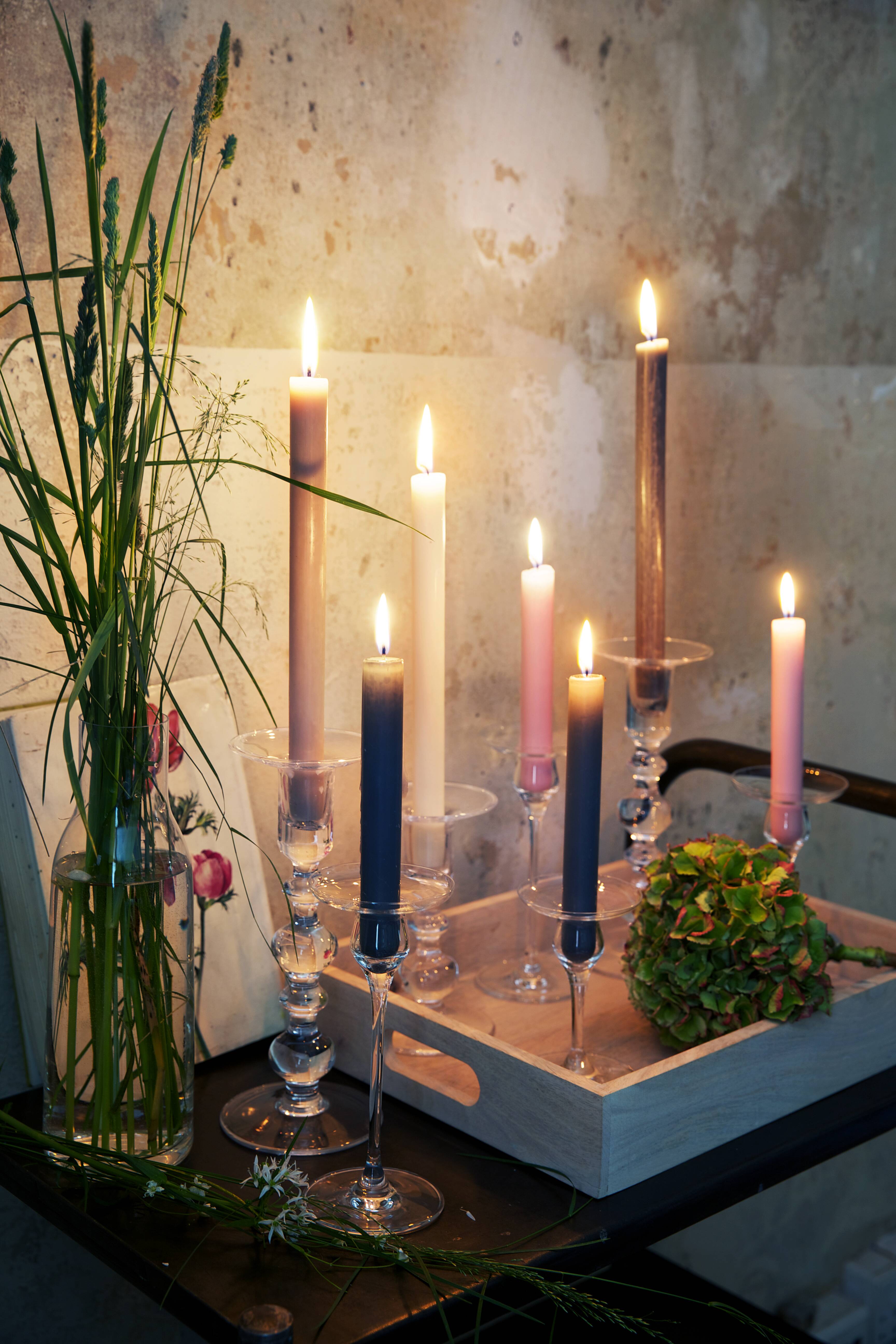 Glass candlesticks, Charlotte Amalie, Holmegaard