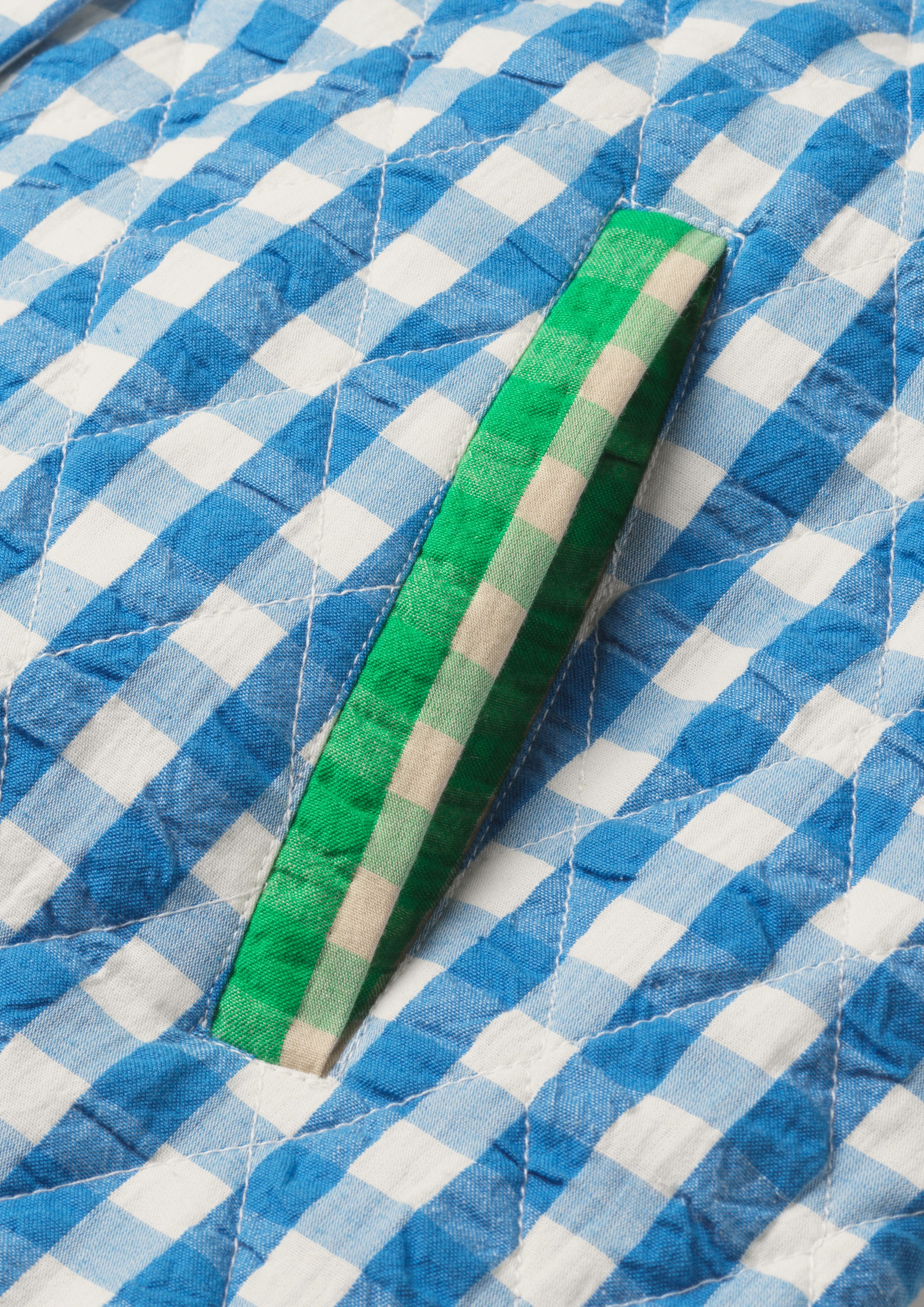 Beate coat S/M fra JUNA i farven Blå/Grøn, lavet af Bomuld