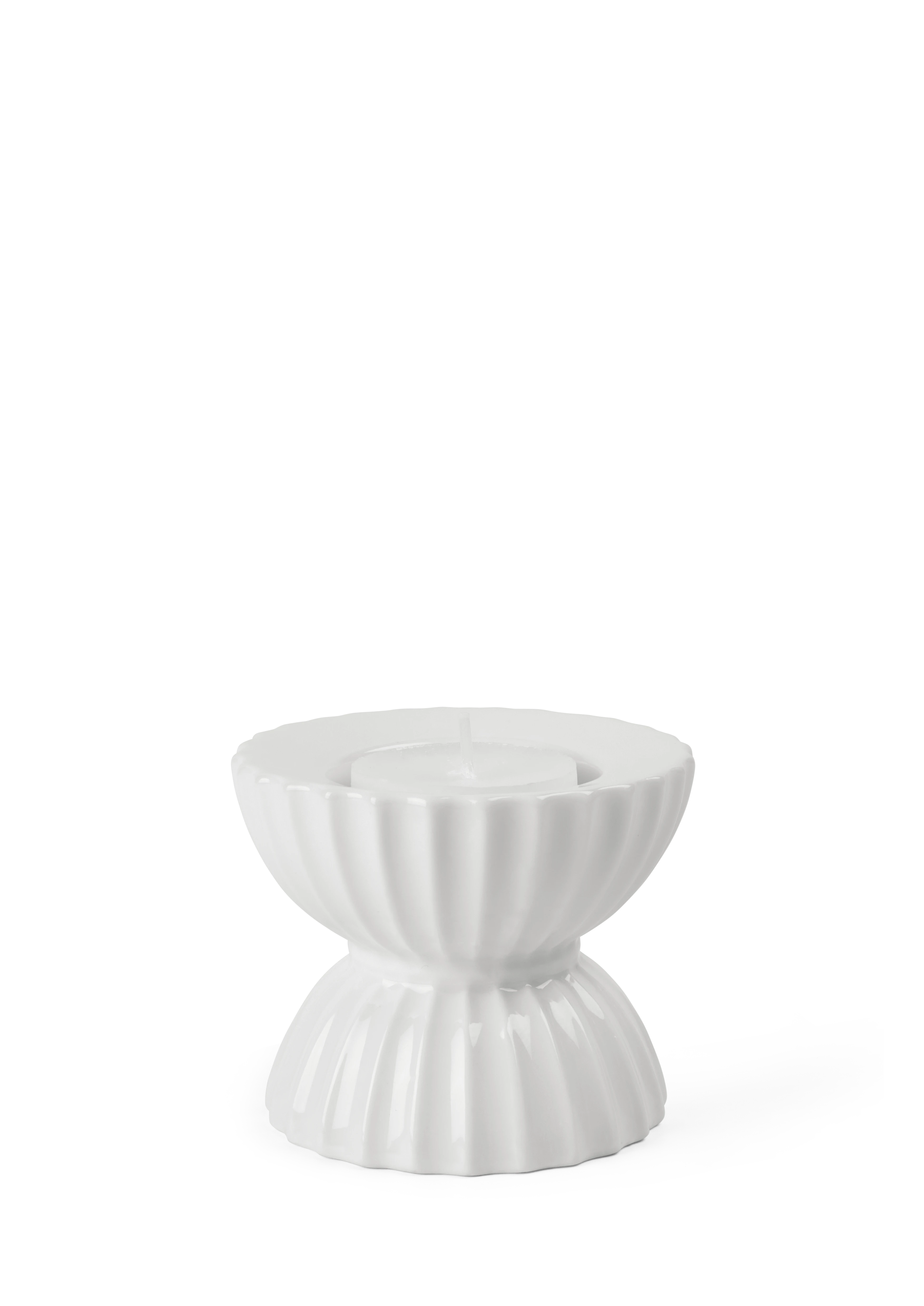 Telyslykt Ø8 cm fra Lyngby Porcelæn i fargen Hvit, laget av Keramikk