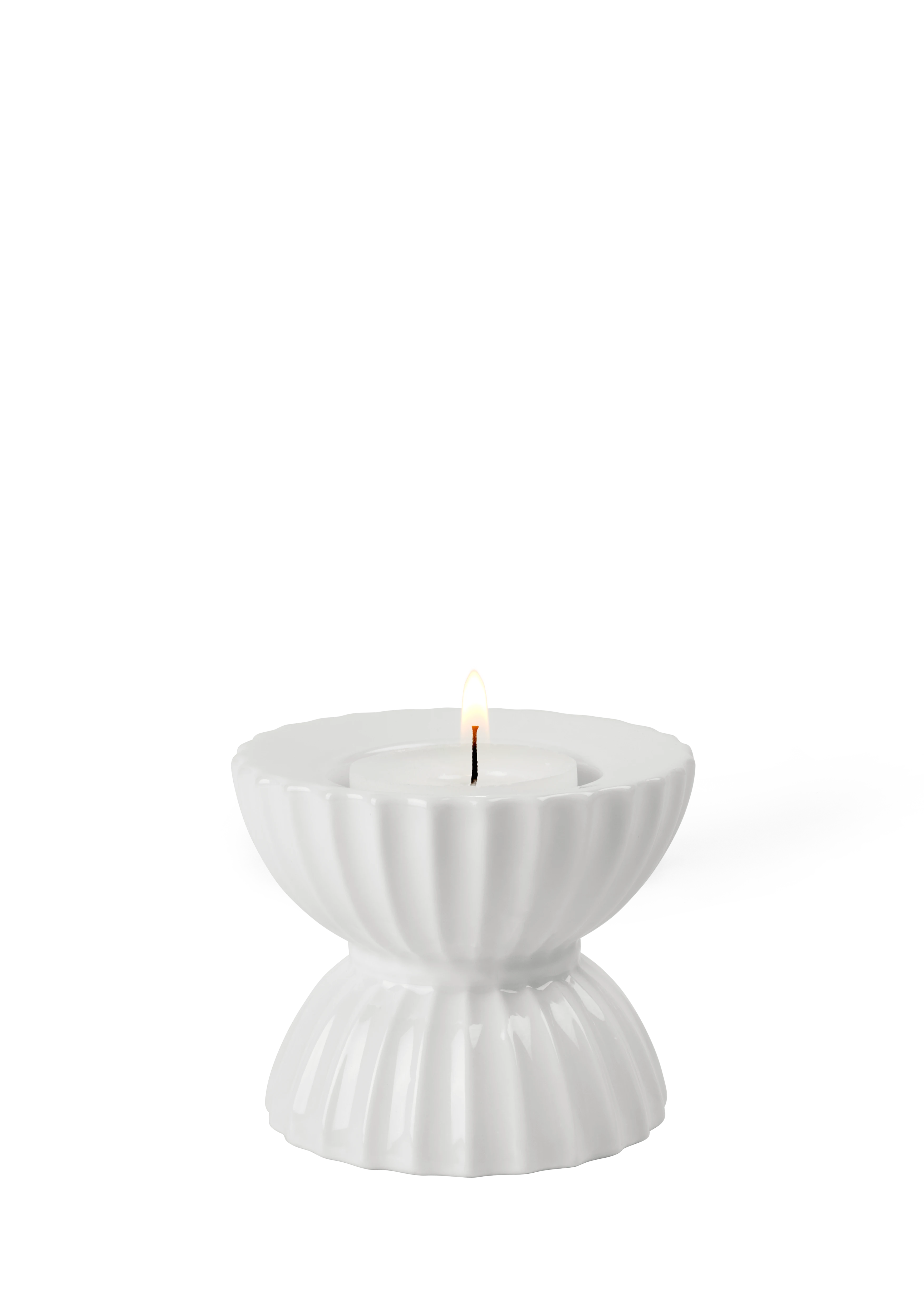Teelichthalter Ø8 cm von Lyngby Porcelæn in der Farbe Weiss, hergestellt aus Keramik