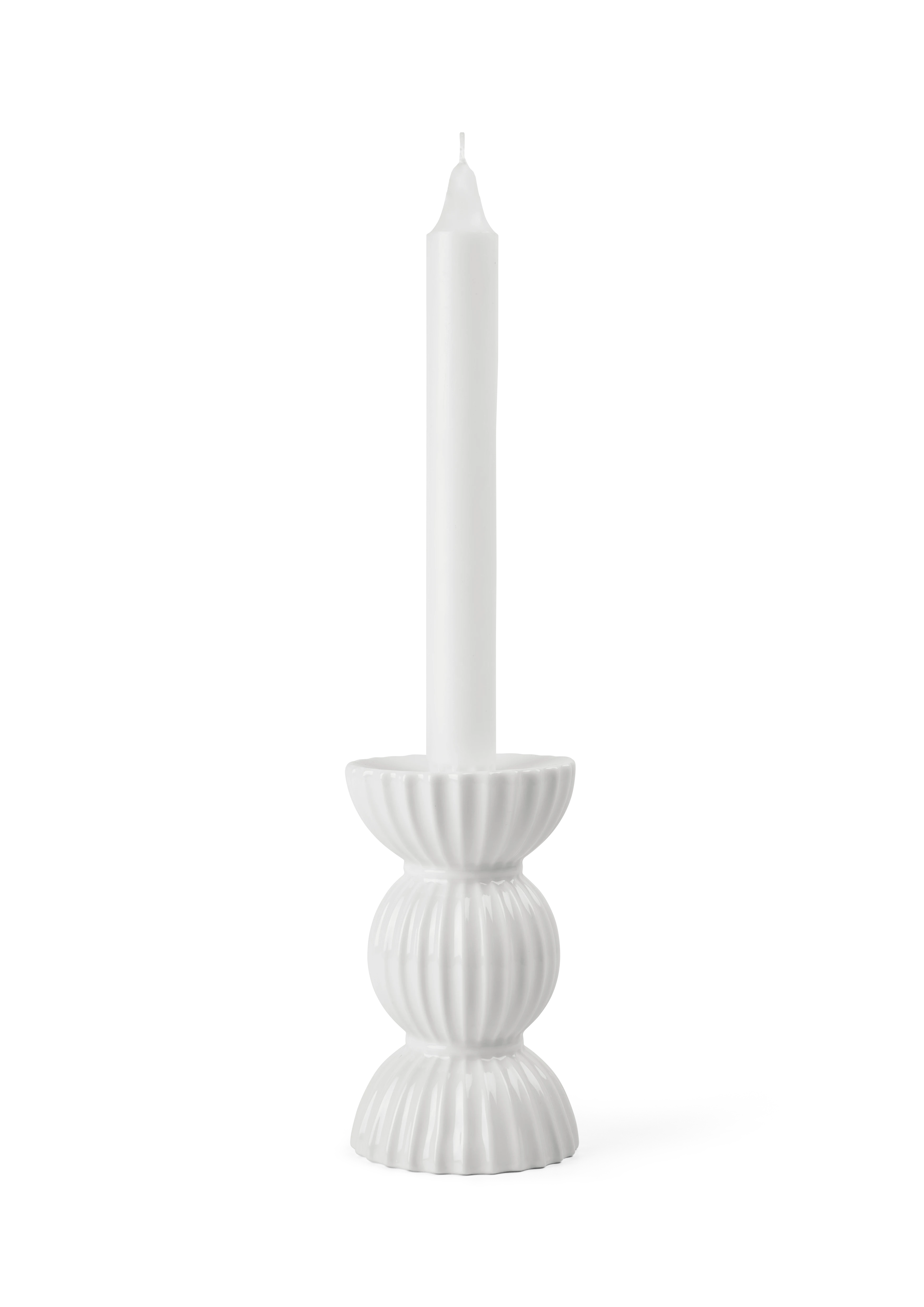 Kronelysestage H12.5 cm fra Lyngby Porcelæn i farven Hvid, lavet af Keramik