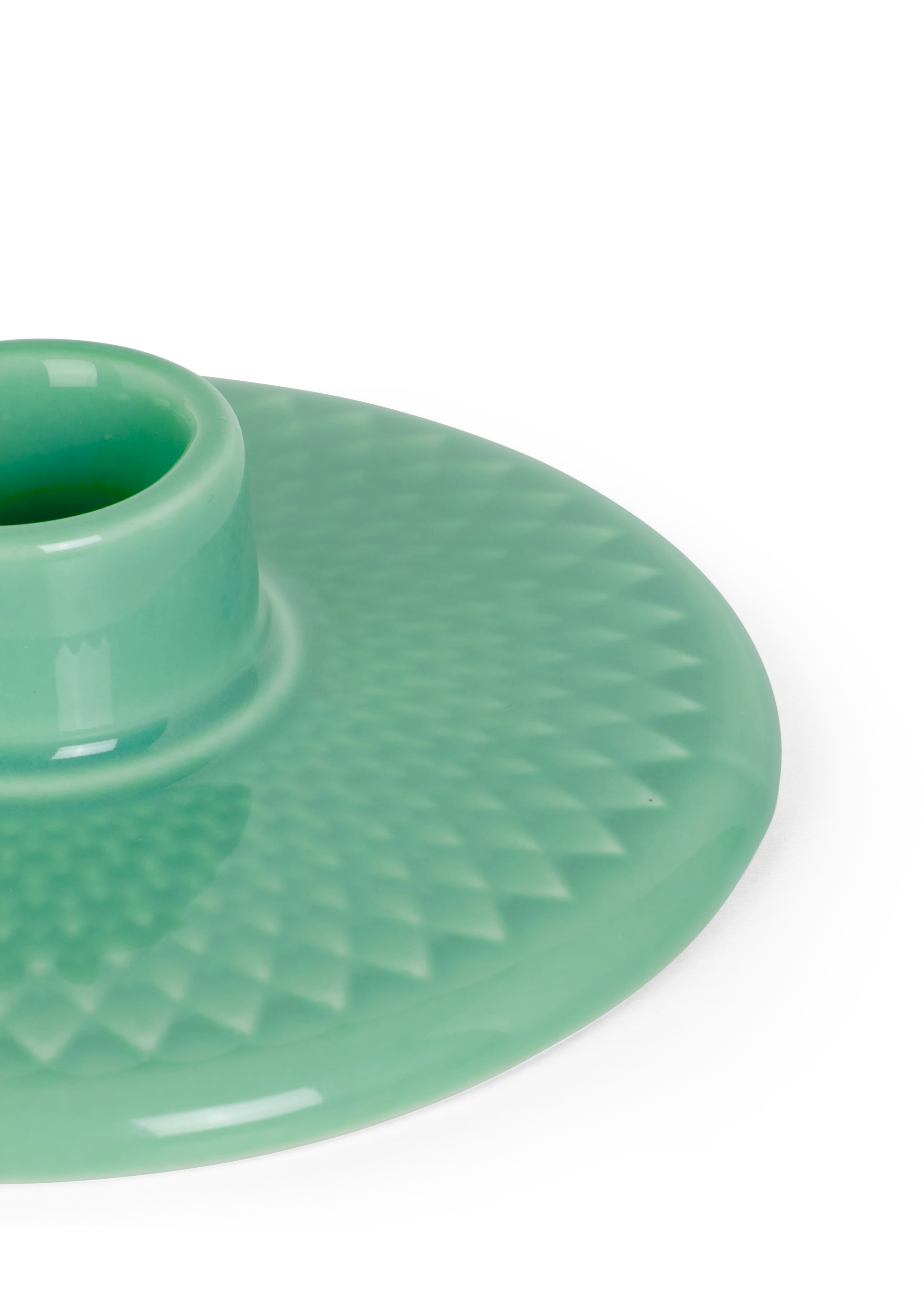 Candle holder H3 cm from Lyngby Porcelæn in Green color, made of Ceramics