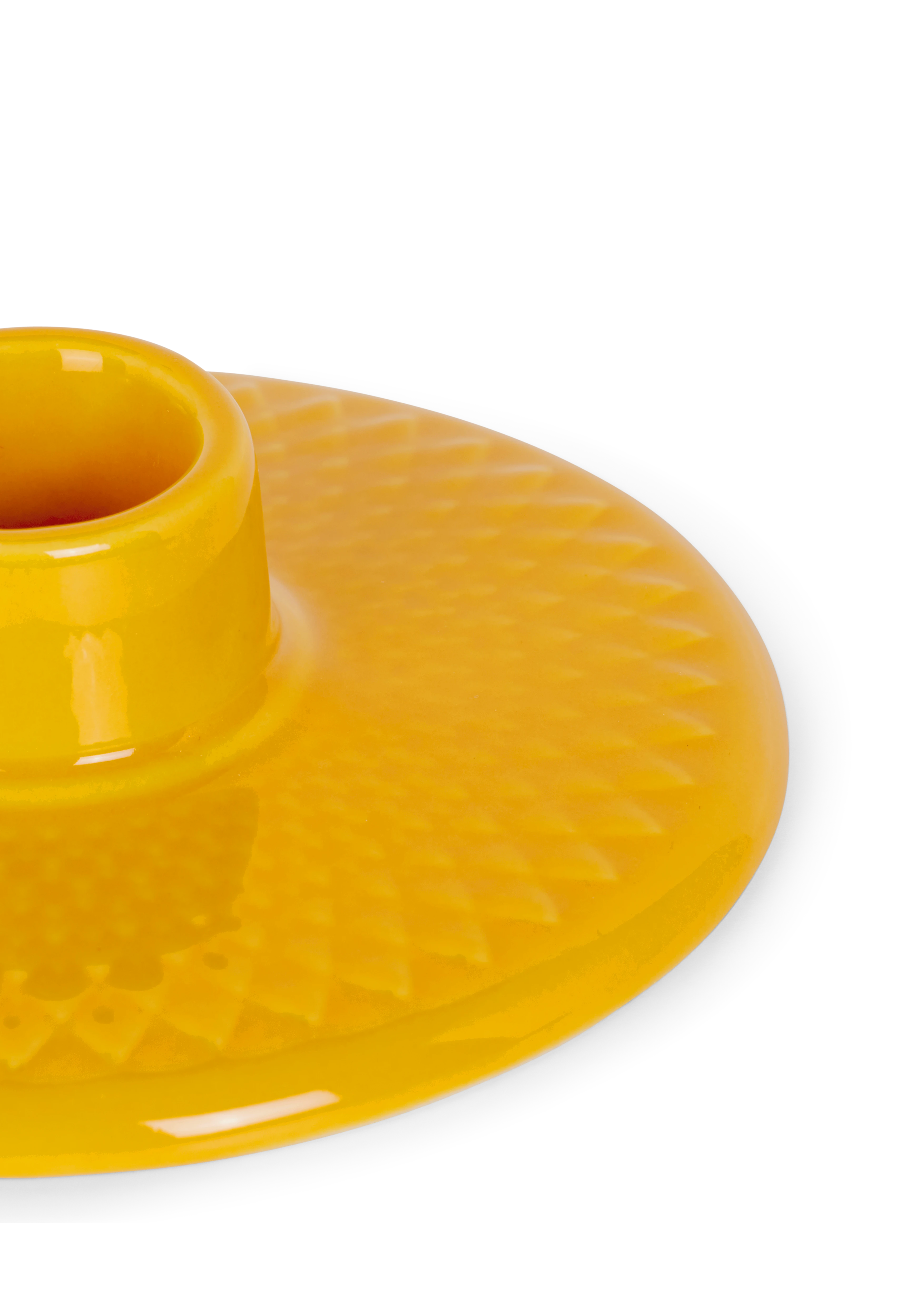 Candle holder H3 cm from Lyngby Porcelæn in Yellow color, made of Ceramics