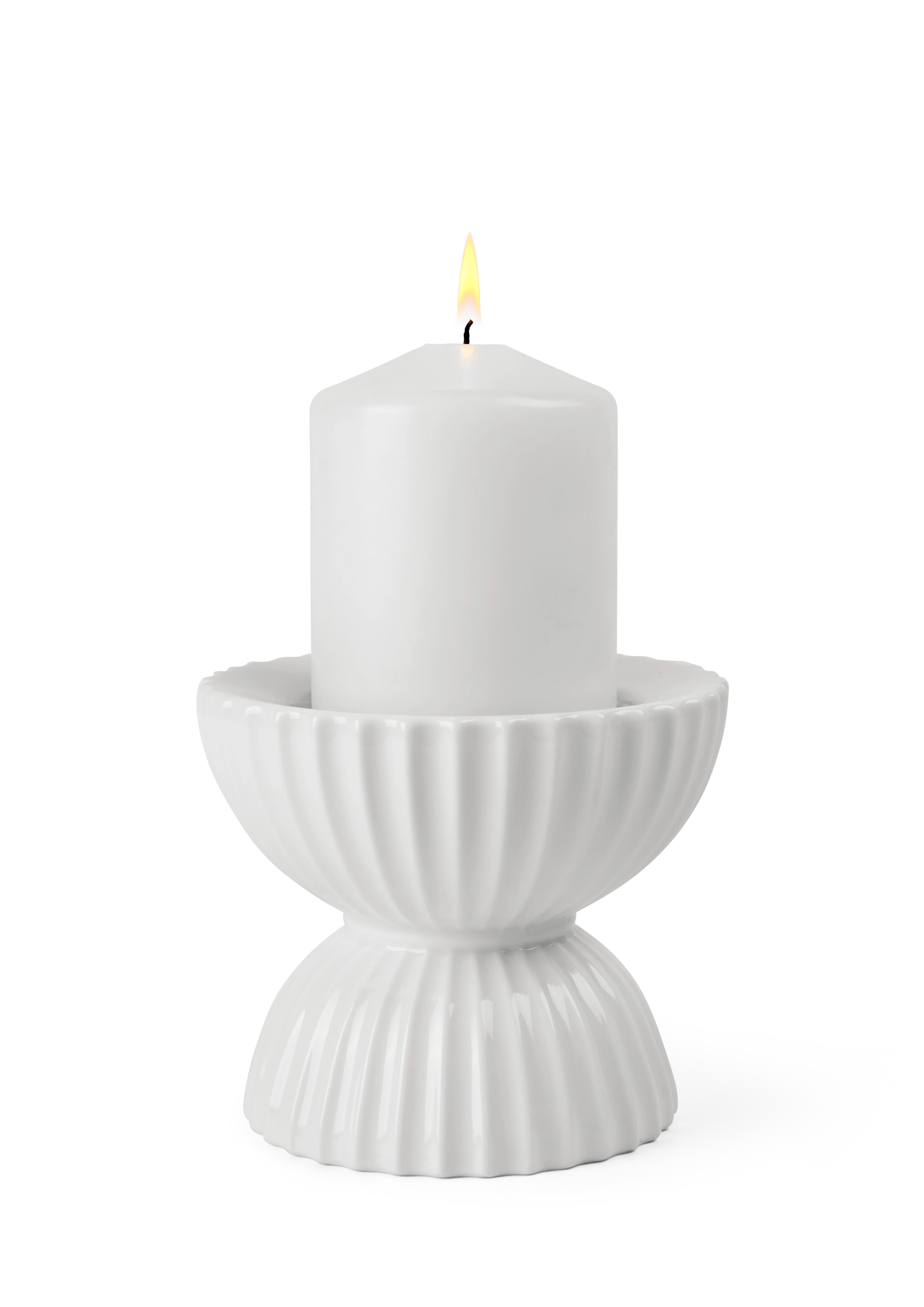 Block candle holder H10 from Lyngby Porcelæn in White color, made of Ceramics