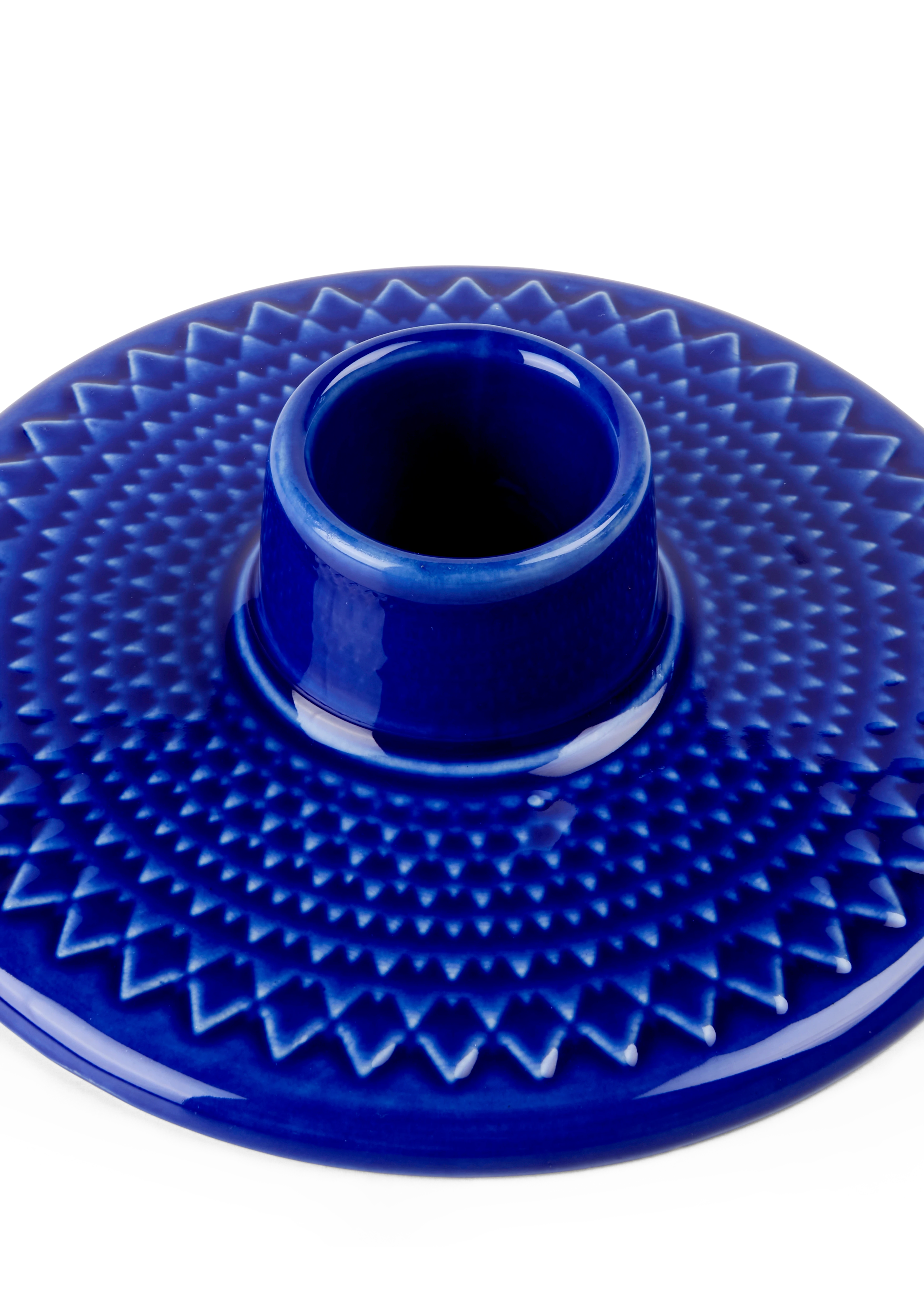 Candle holder H3 cm from Lyngby Porcelæn in Dark blue color, made of Ceramics