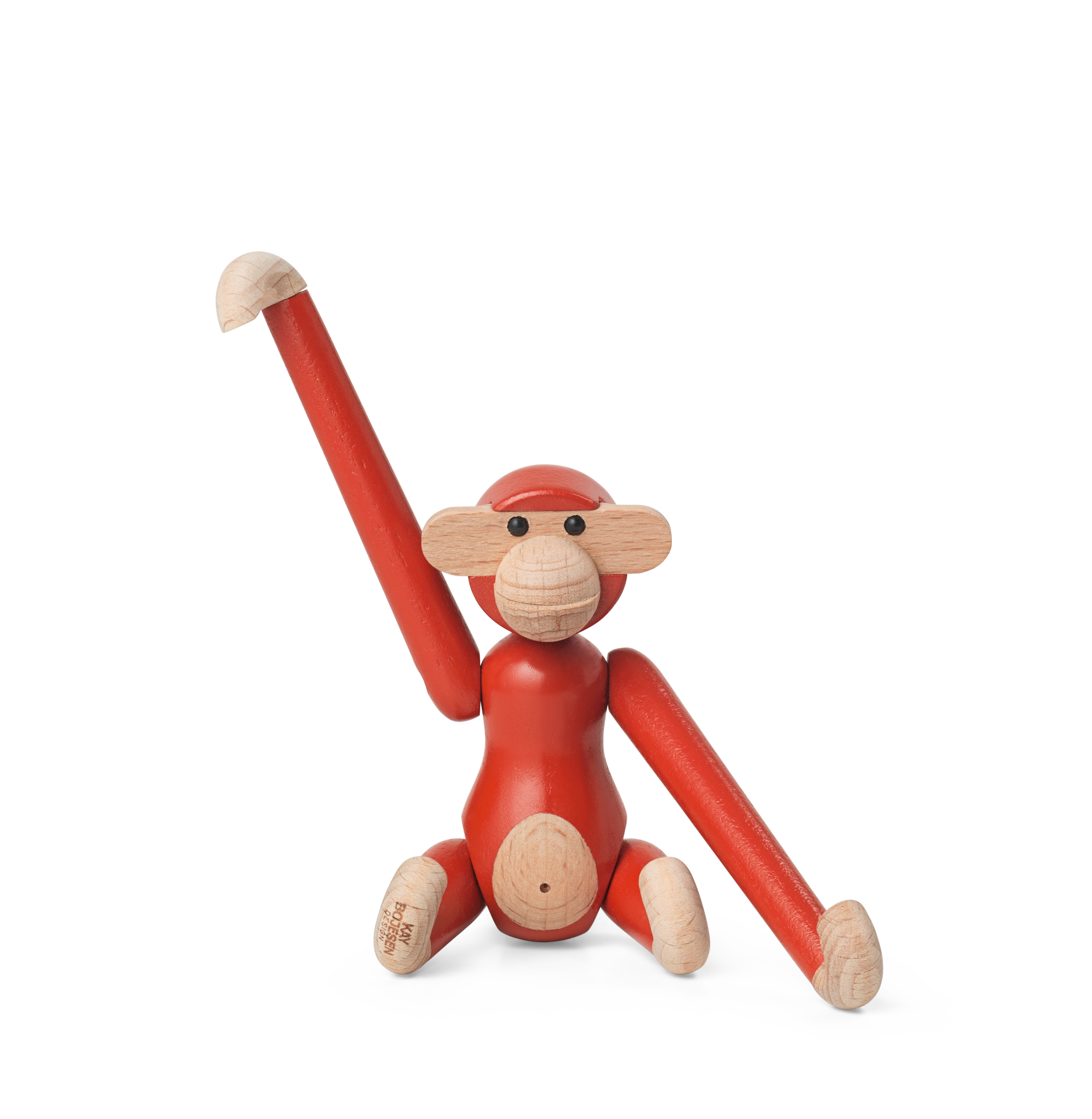 Affe mini von Kay Bojesen in der Farbe Vintage Rot, hergestellt aus Holz