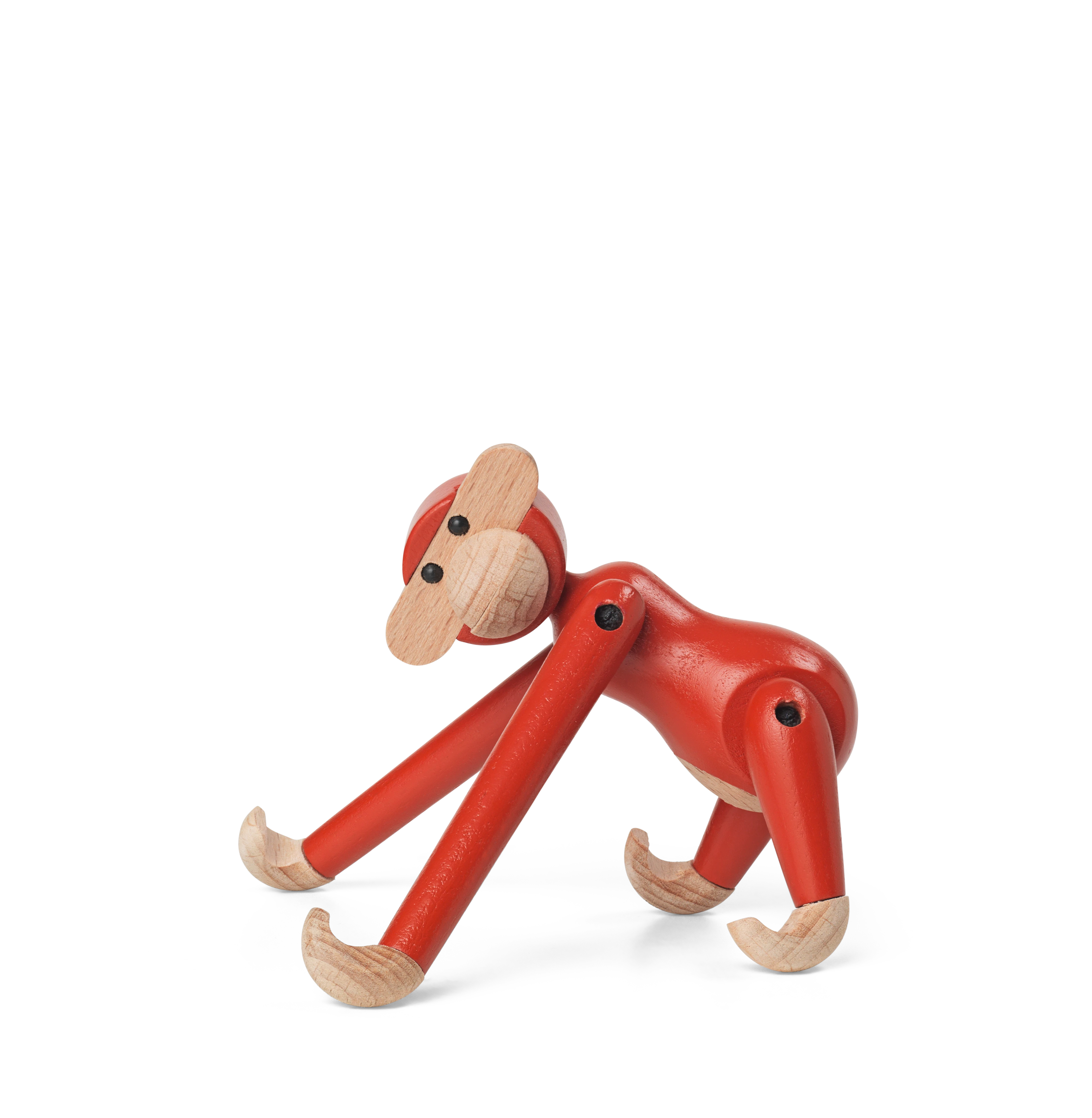 Affe mini von Kay Bojesen in der Farbe Vintage Rot, hergestellt aus Holz