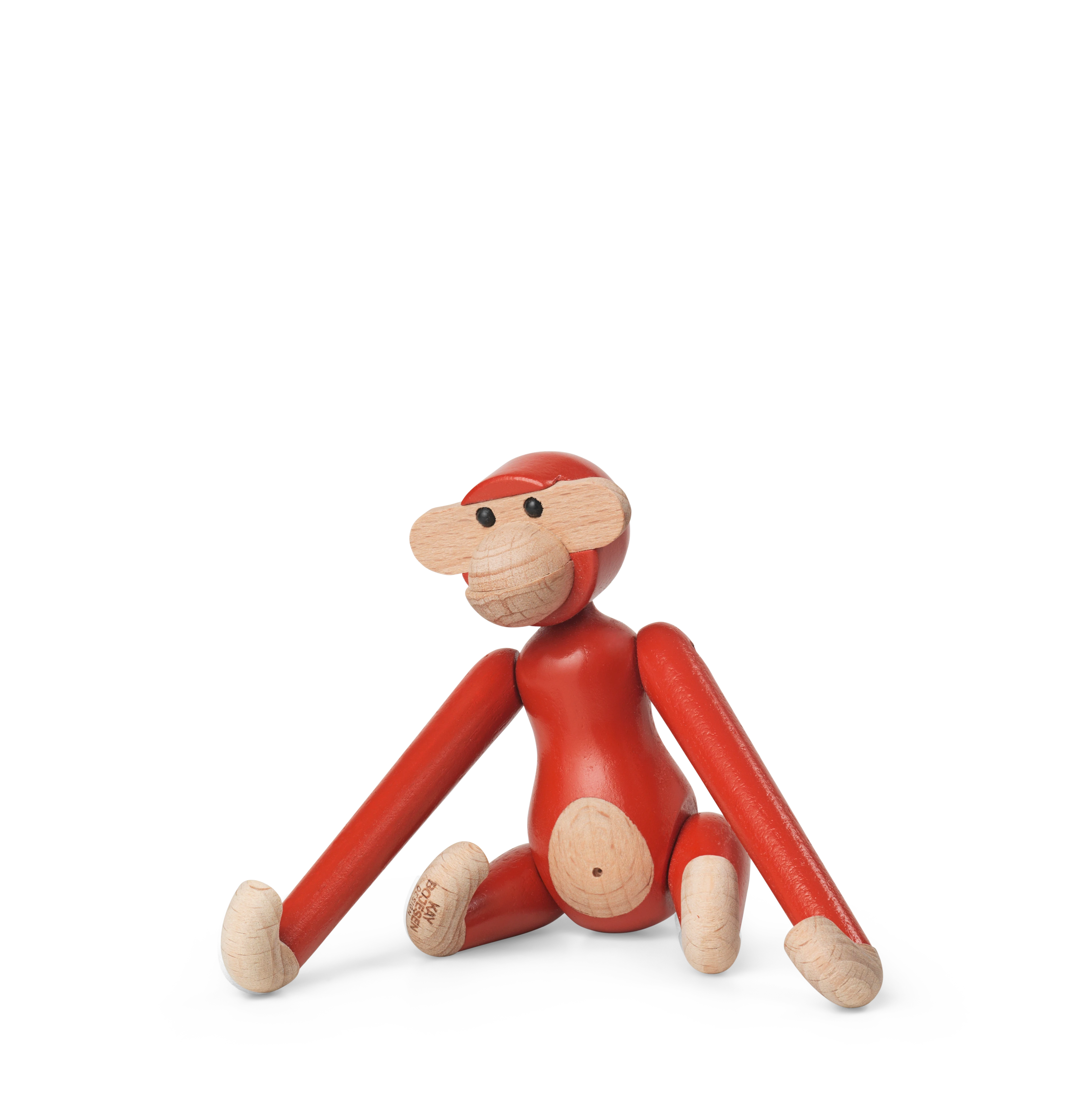 Affe mini von Kay Bojesen in der Farbe Vintage Rot, hergestellt aus Holz