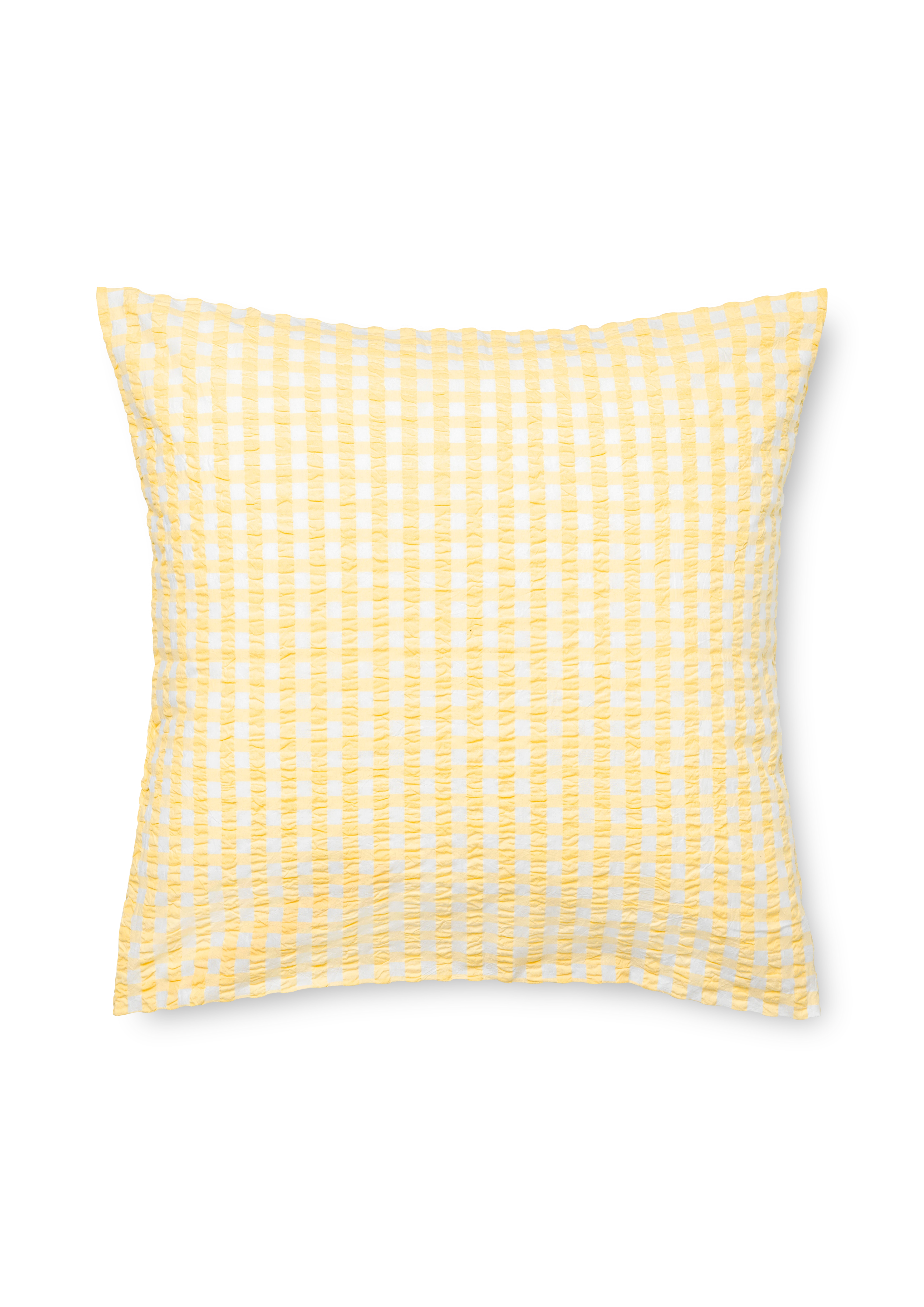 Pudebetræk 63x60 cm fra JUNA i farven Gul/Hvid, lavet af Bomuld