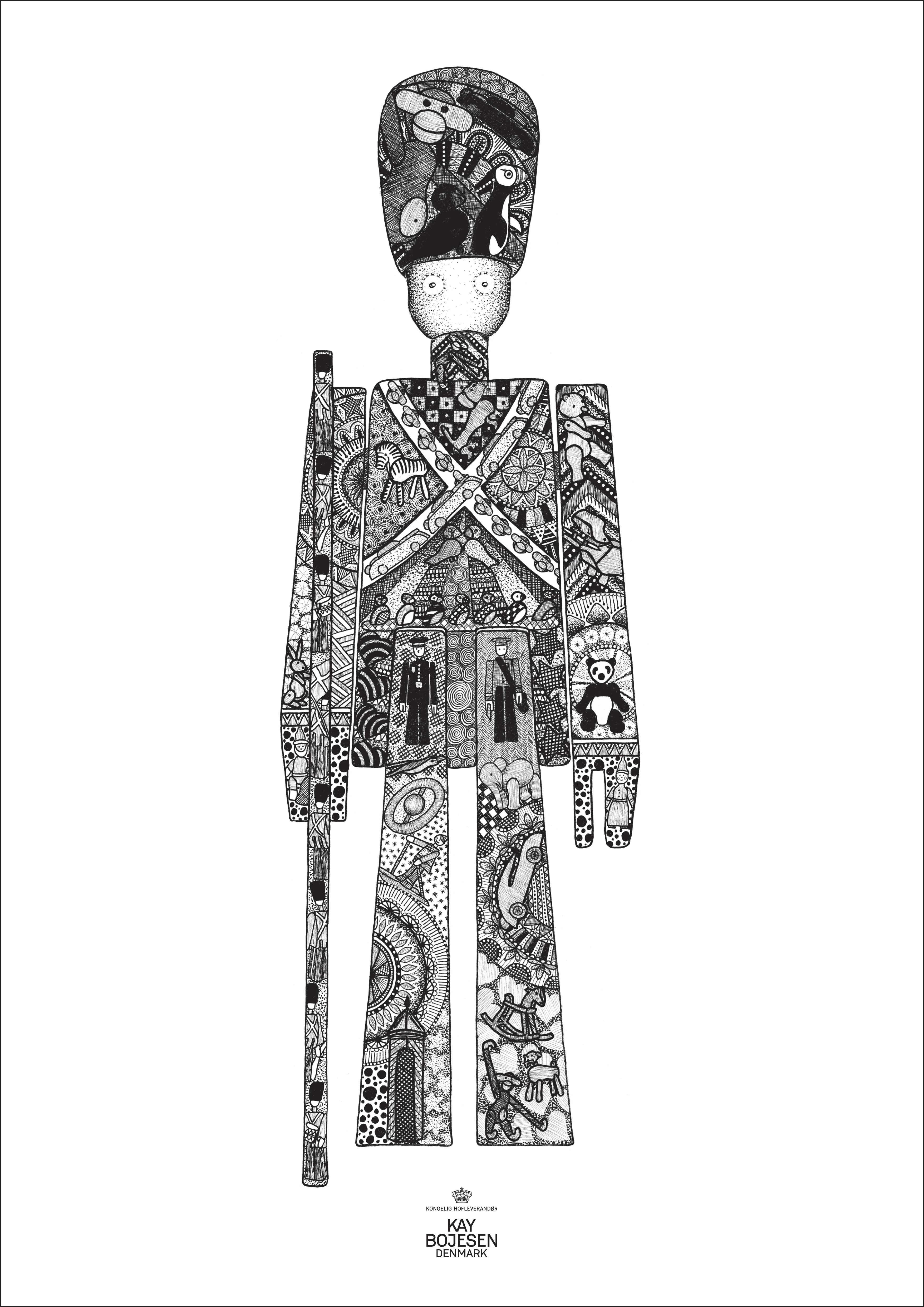 Soldat Poster 30x40 cm von Kay Bojesen in der Farbe Schwarz/Weiss, hergestellt aus Papier