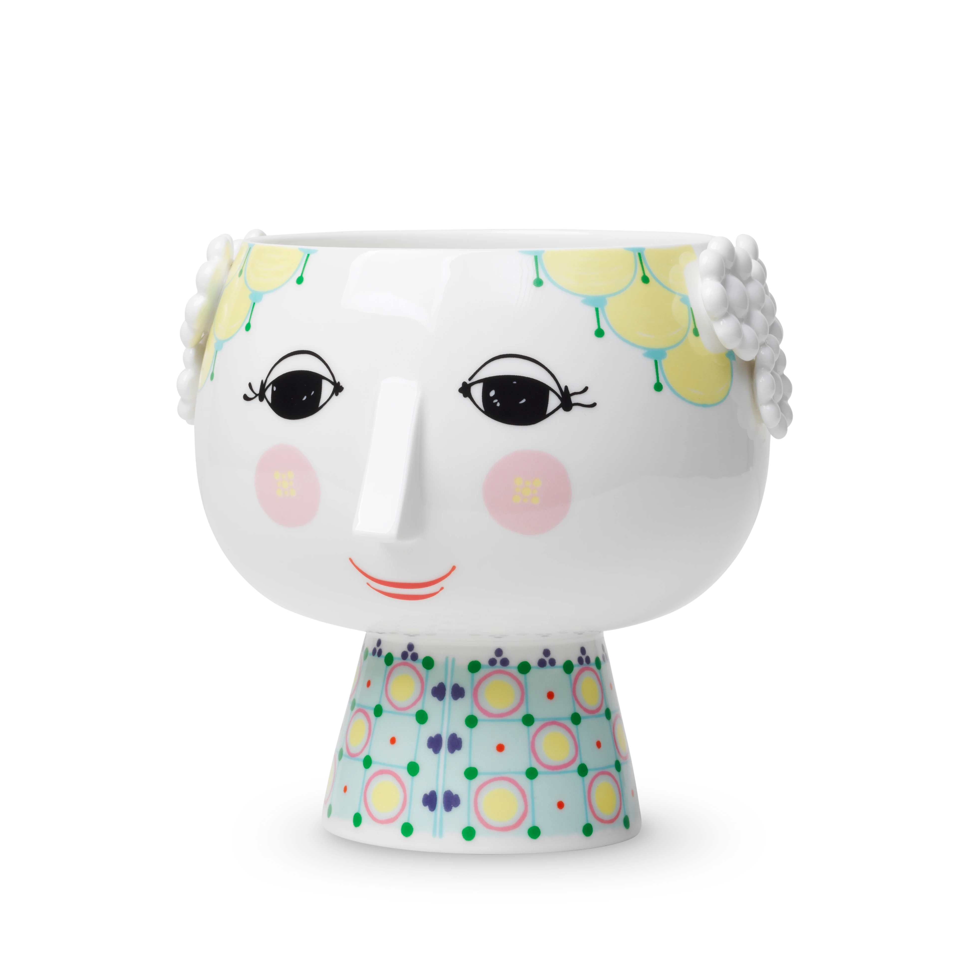 Urtepotteskjuler på fod Ø15.5 cm fra Bjørn Wiinblad i farven Gul, lavet af Keramik