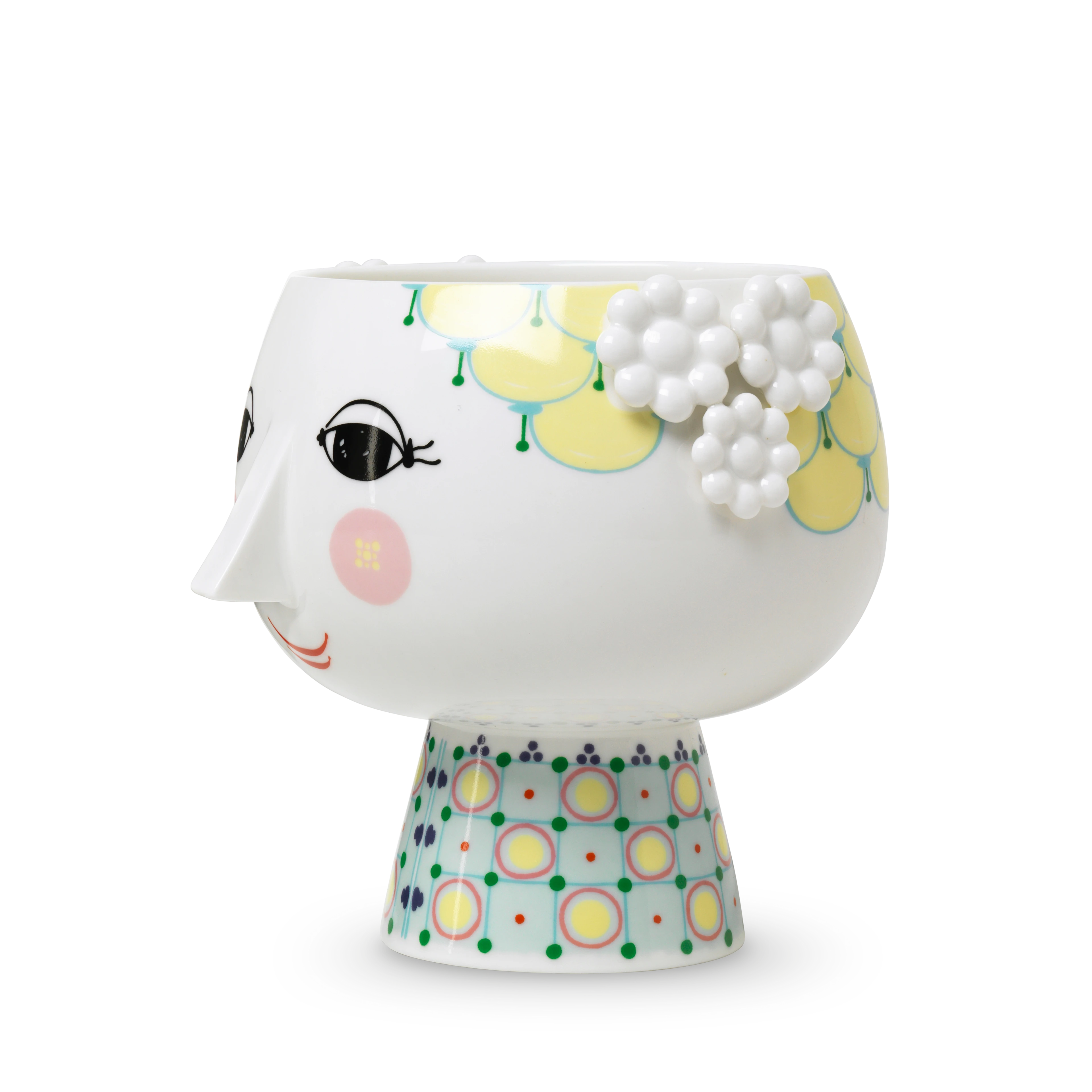 Potteskjuler på fot Ø15.5 cm fra Bjørn Wiinblad i fargen Gul, laget av Keramikk