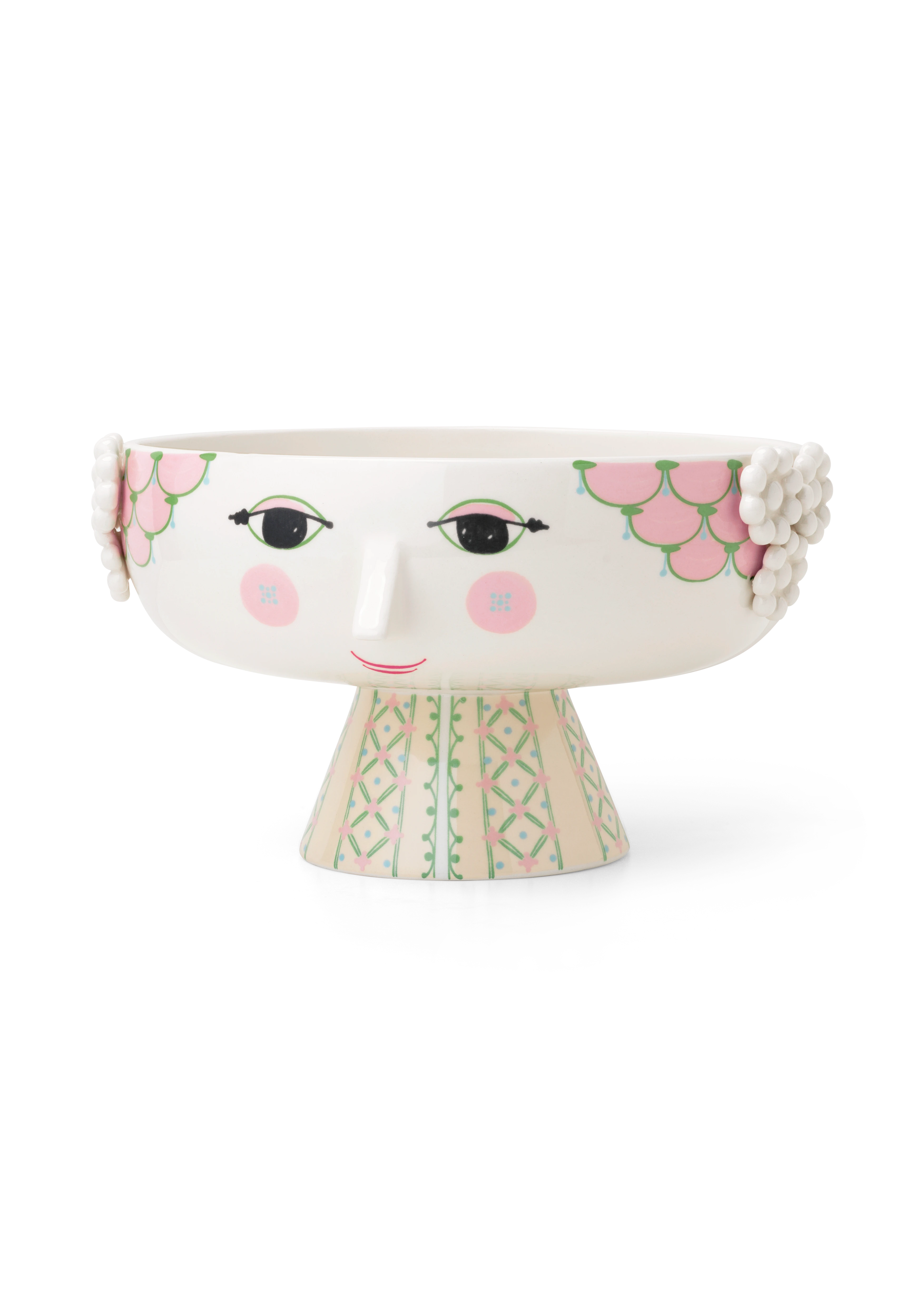 Schale auf Fuß Ø24 cm von Bjørn Wiinblad in der Farbe Soft Pink, hergestellt aus Keramik