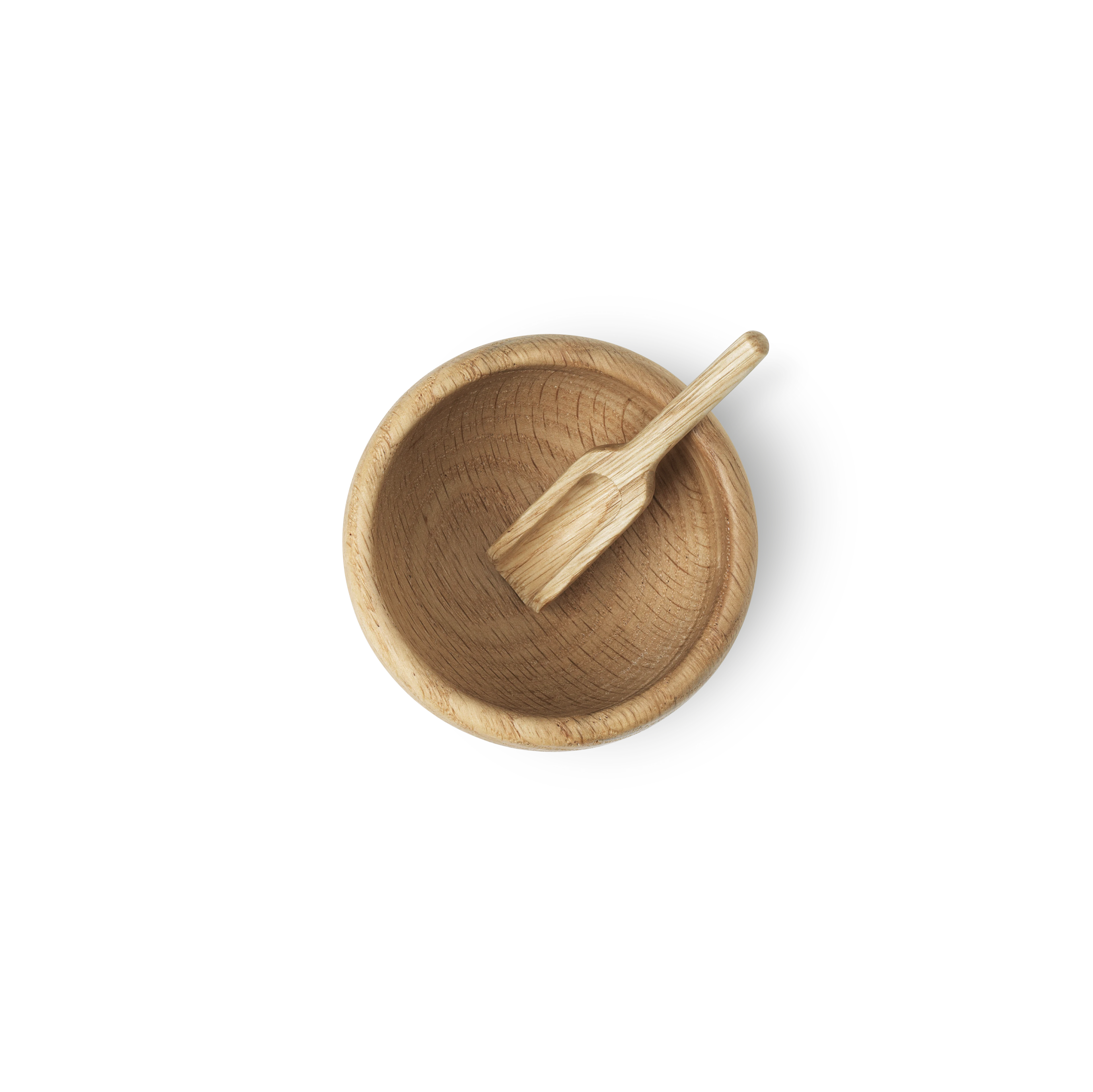 Saltkar med skje Ø7 cm fra Kay Bojesen i fargen Eik, laget av Tre