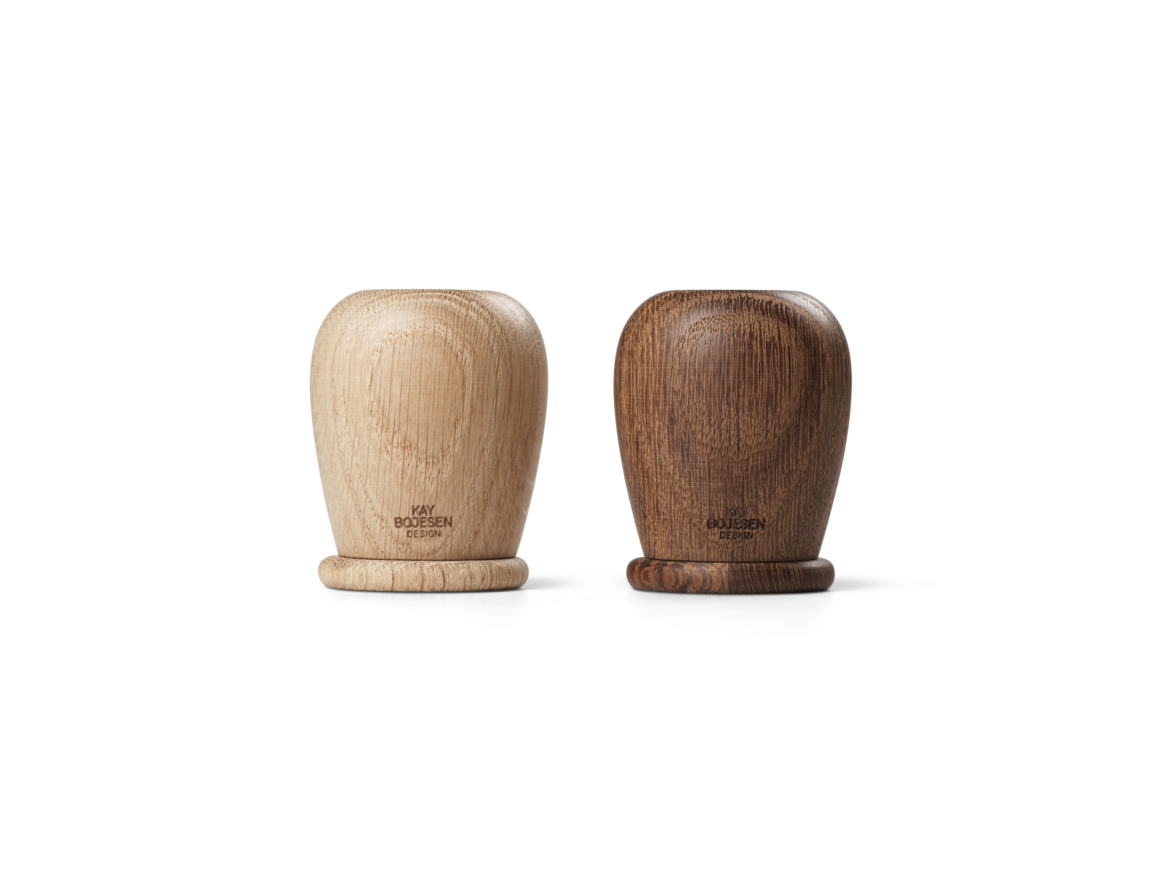 Salt and pepper set H6 cm from Kay Bojesen in Oak/Smoked oak color, made of Wood
