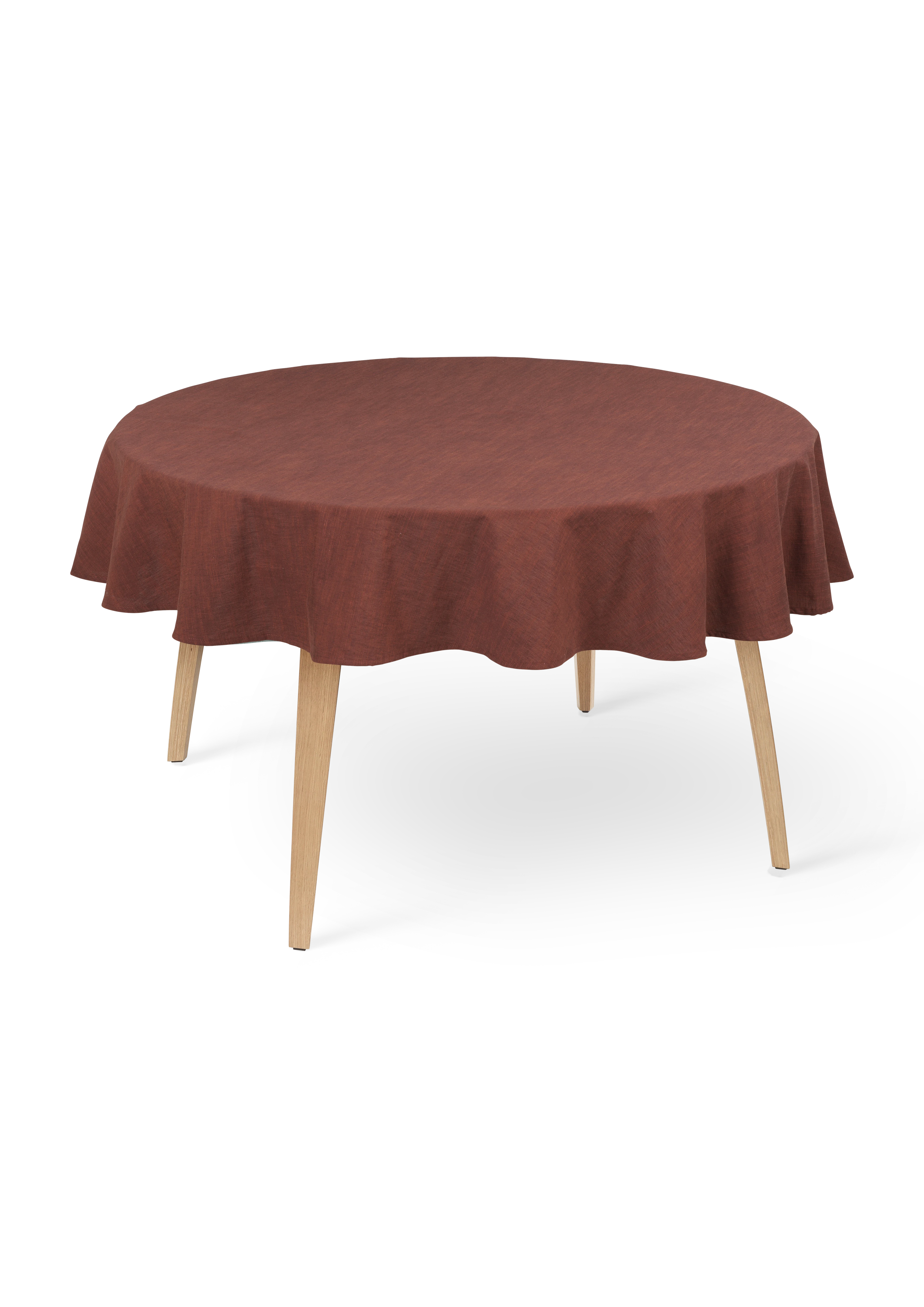 Tablecloth round Ø170 cm from JUNA in Chocolate color, made of Cotton
