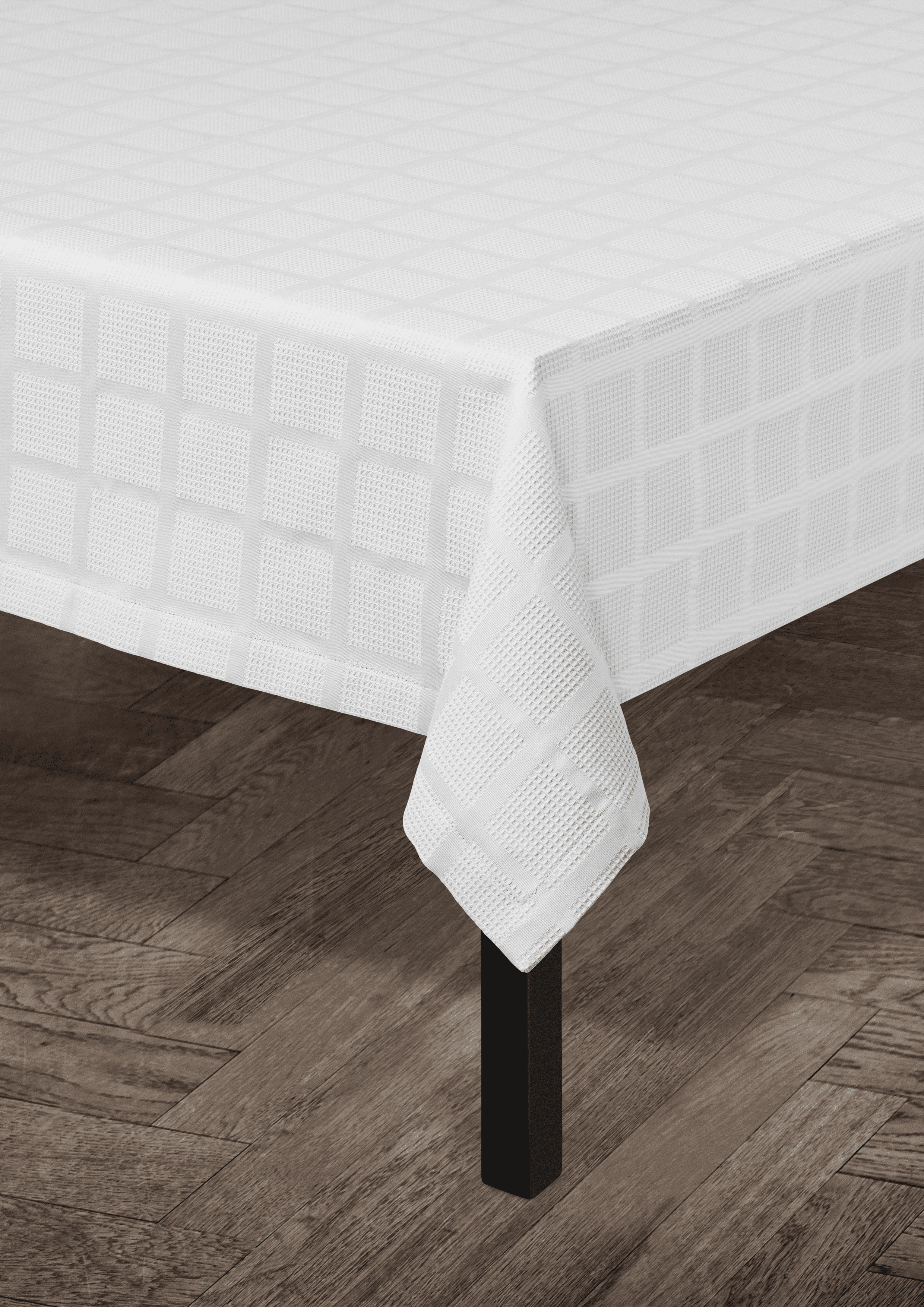 JUNA Brick Damast-Tischdecke, weiß, 150 x 270 cm – Hier kaufen
