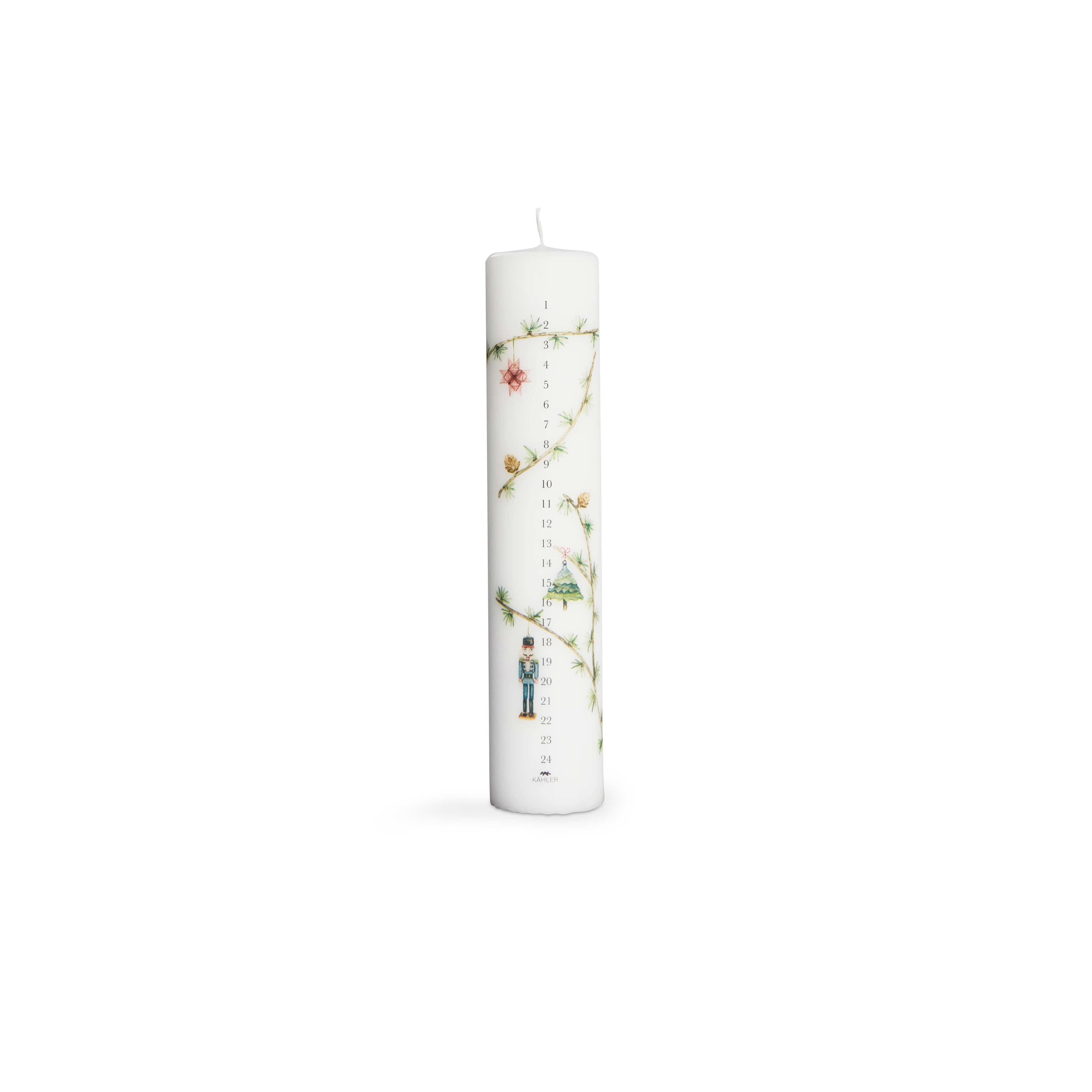 Advent Candle 2019 Ø5 cm from Kähler in White w. deco color, made of Paraffin
