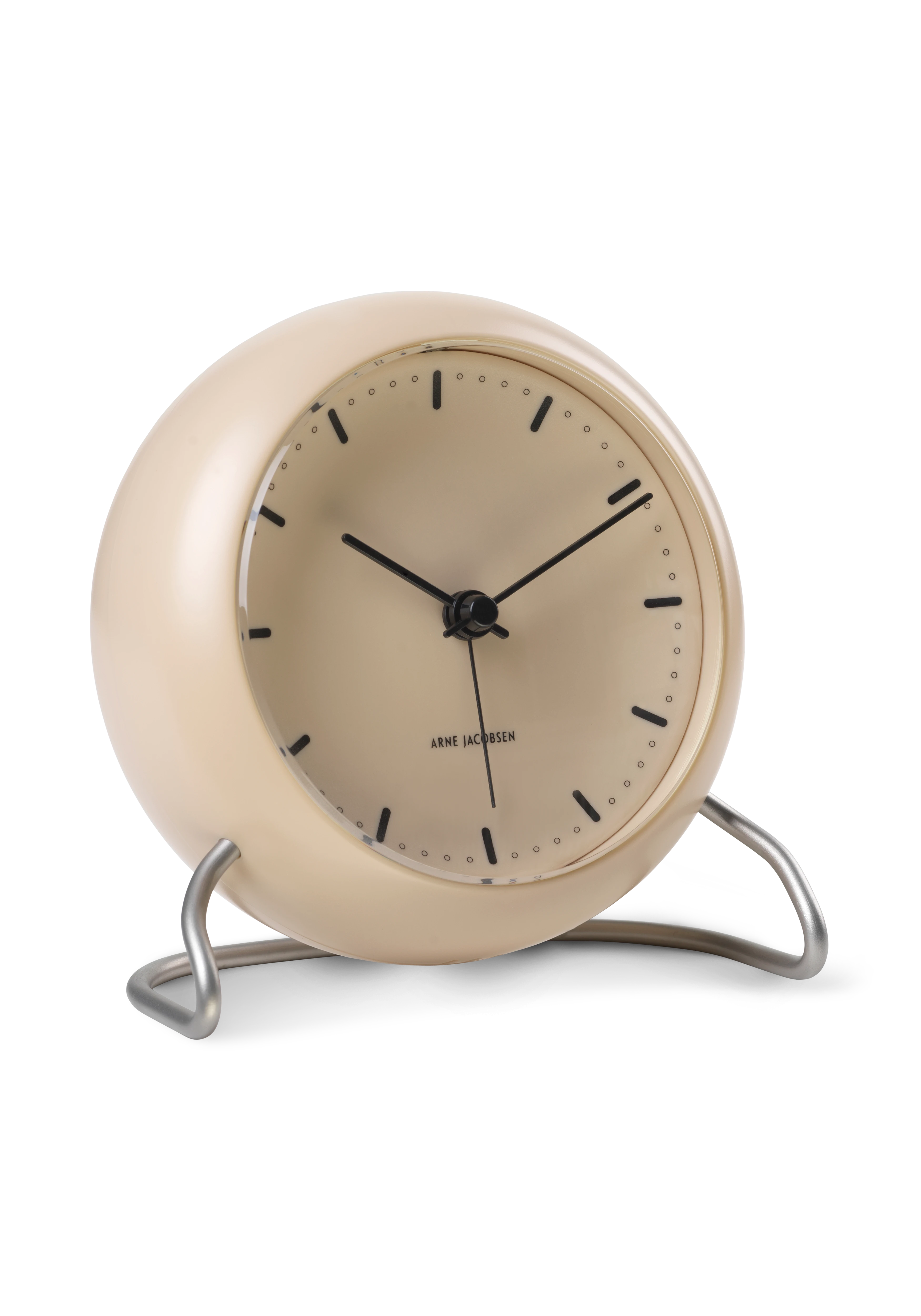 Table clock Ø11 cm from Arne Jacobsen in Sandy beige color, made of Plastic
