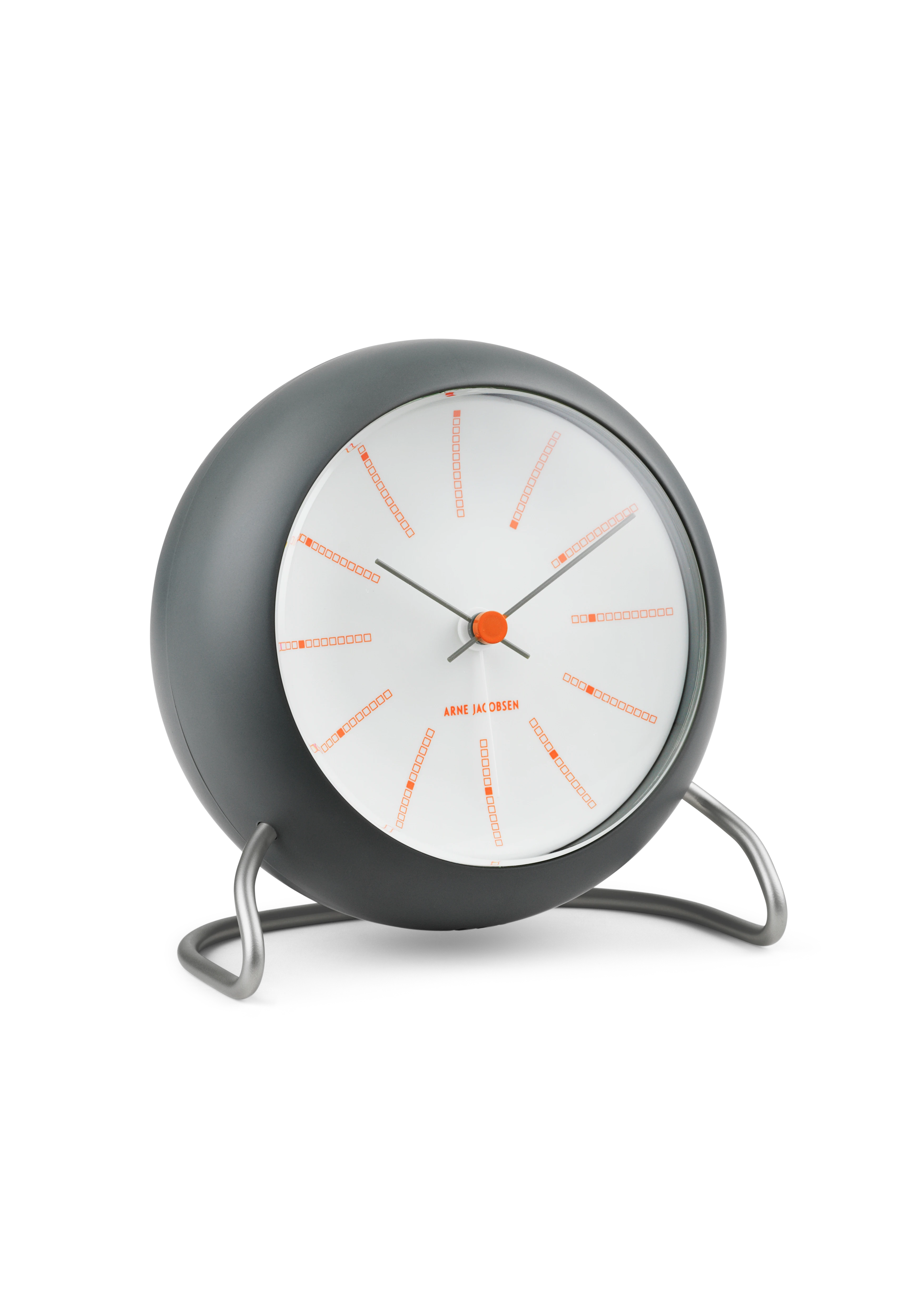 Tischuhr Ø11 cm von Arne Jacobsen in der Farbe Dunkelgrau, hergestellt aus Kunststoff