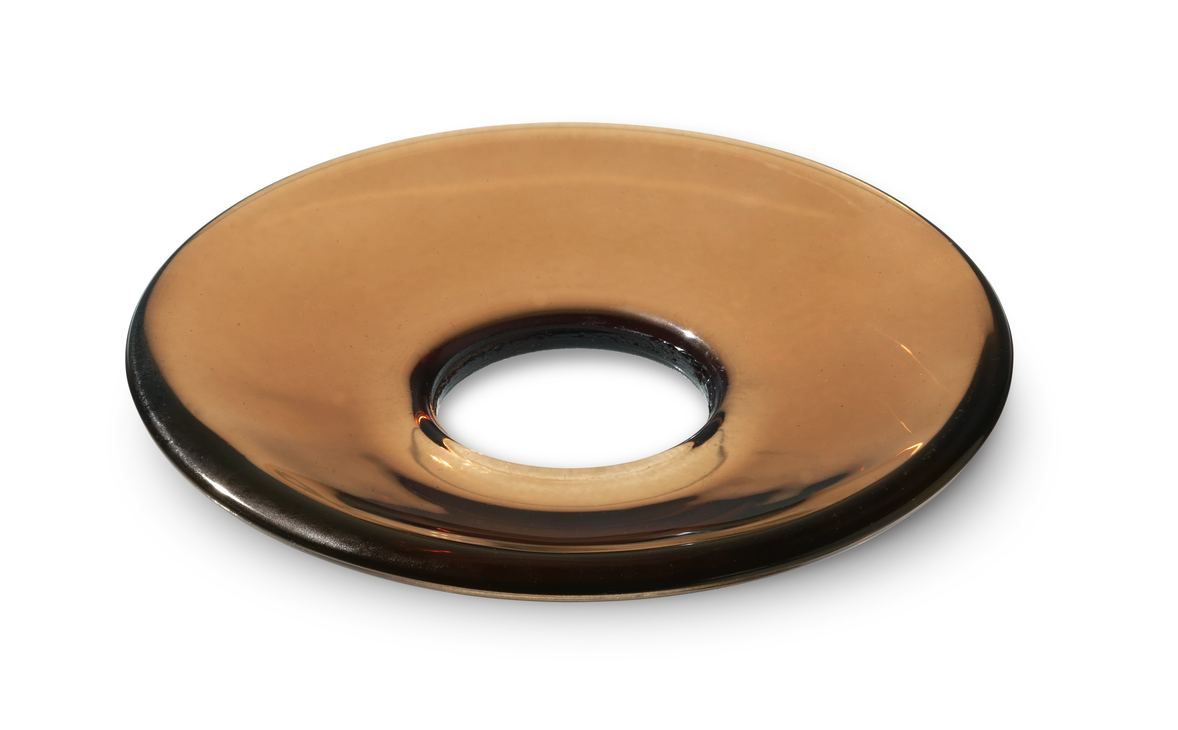 Lysmanchet flad Ø8.5 cm fra Holmegaard i farven Brun, lavet af Glas