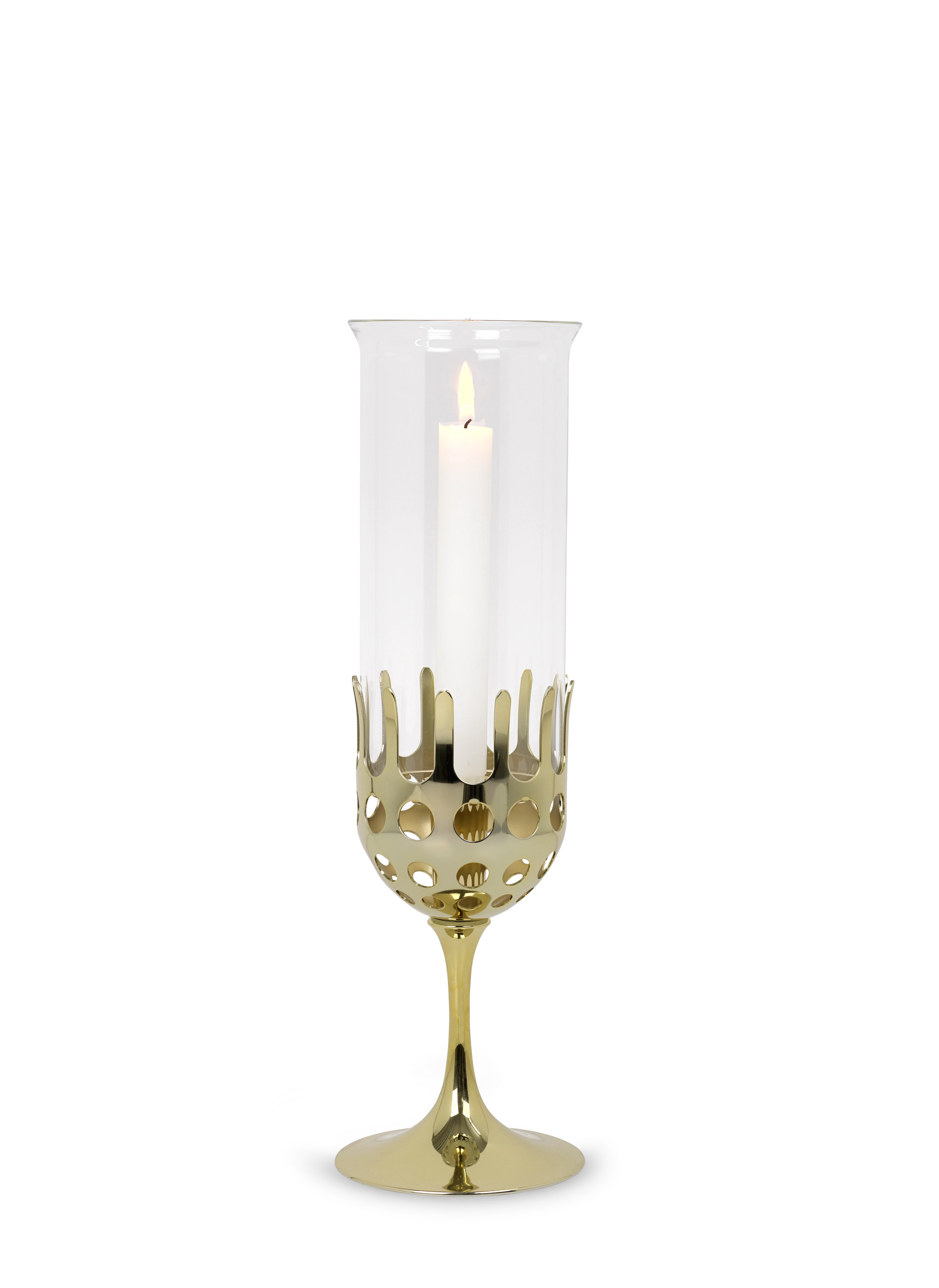 Windlicht H38 cm von Bjørn Wiinblad in der Farbe Messing, hergestellt aus Metall