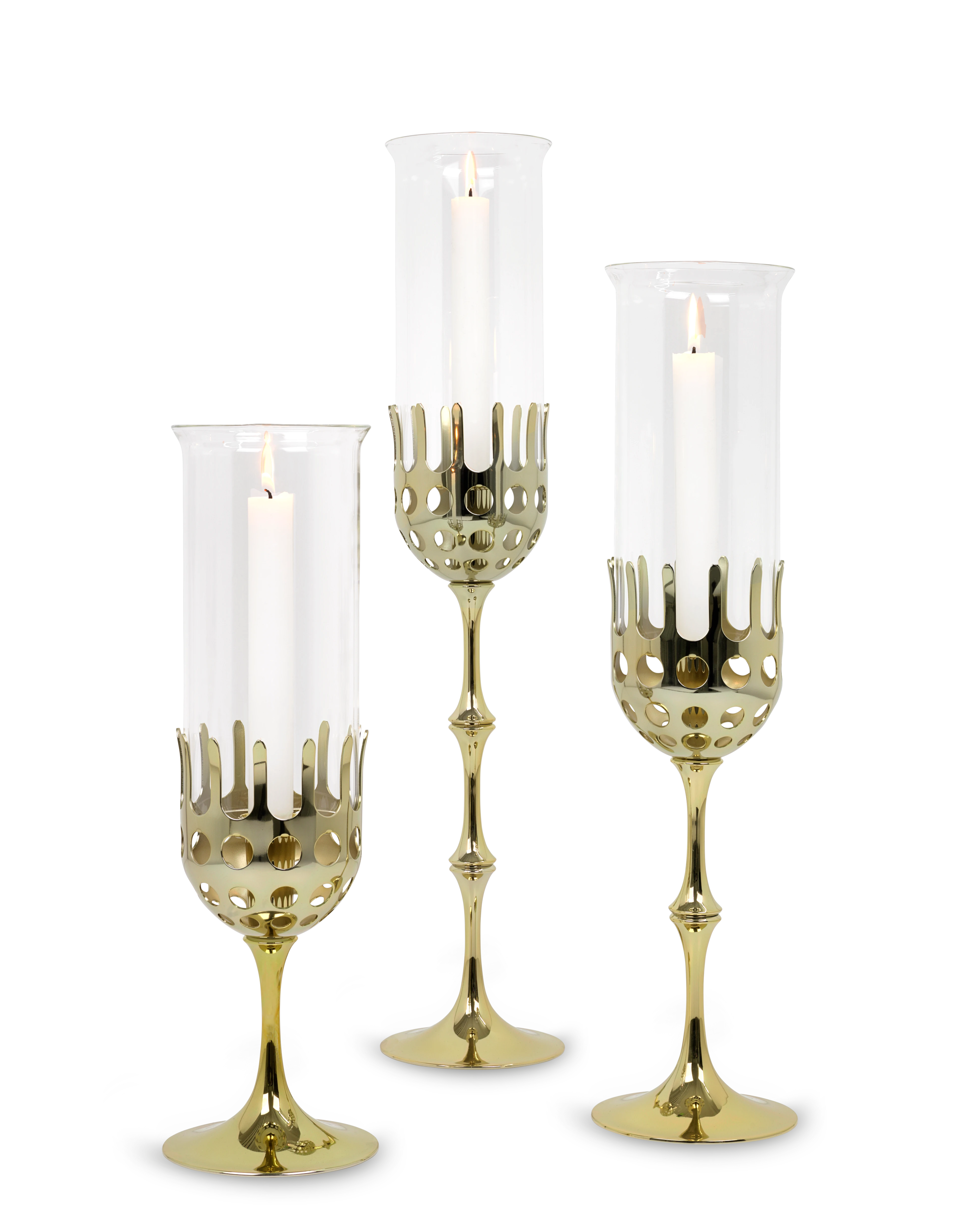 Windlicht H38 cm von Bjørn Wiinblad in der Farbe Messing, hergestellt aus Metall