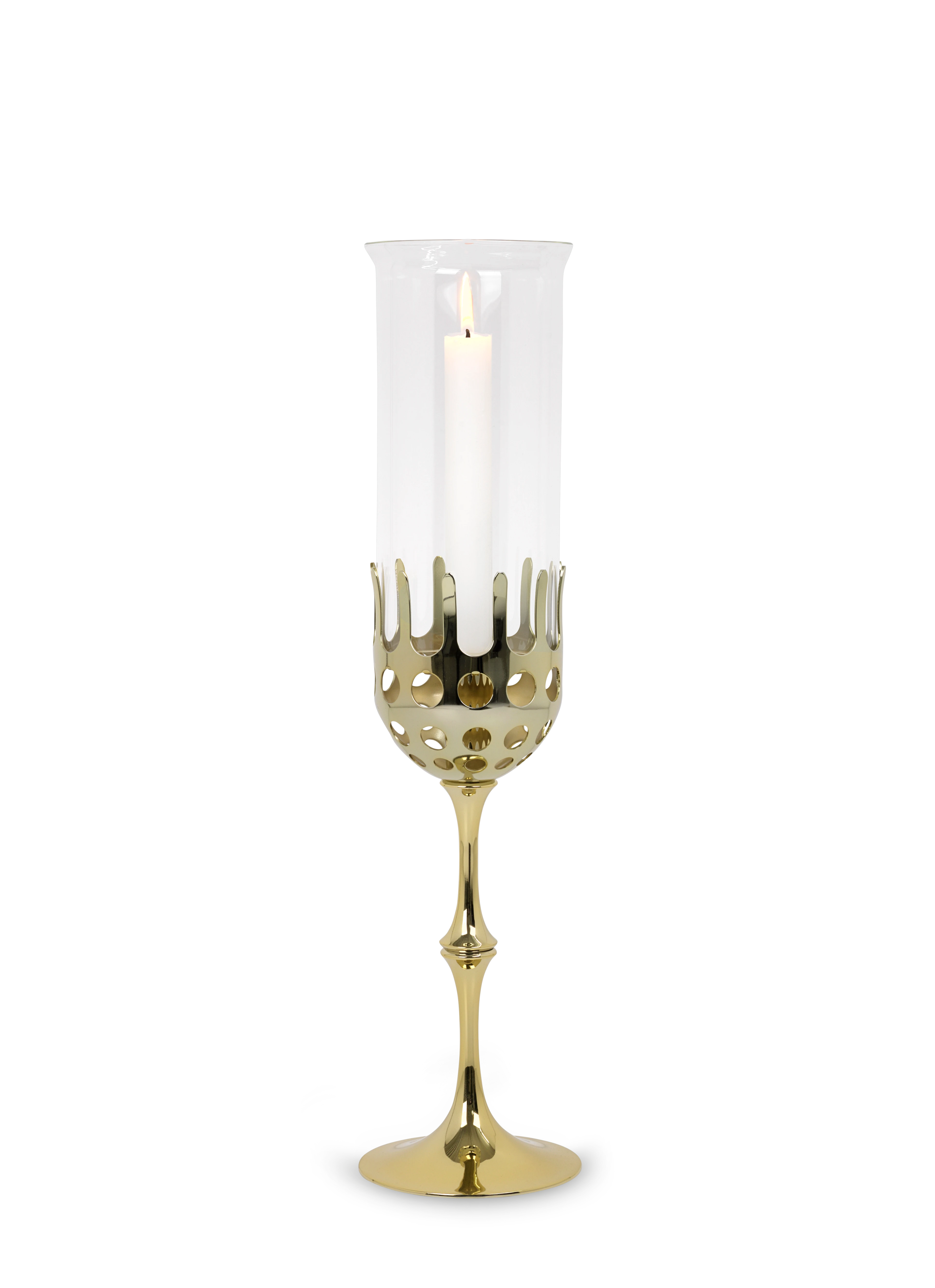 Windlicht H46 cm von Bjørn Wiinblad in der Farbe Messing, hergestellt aus Metall